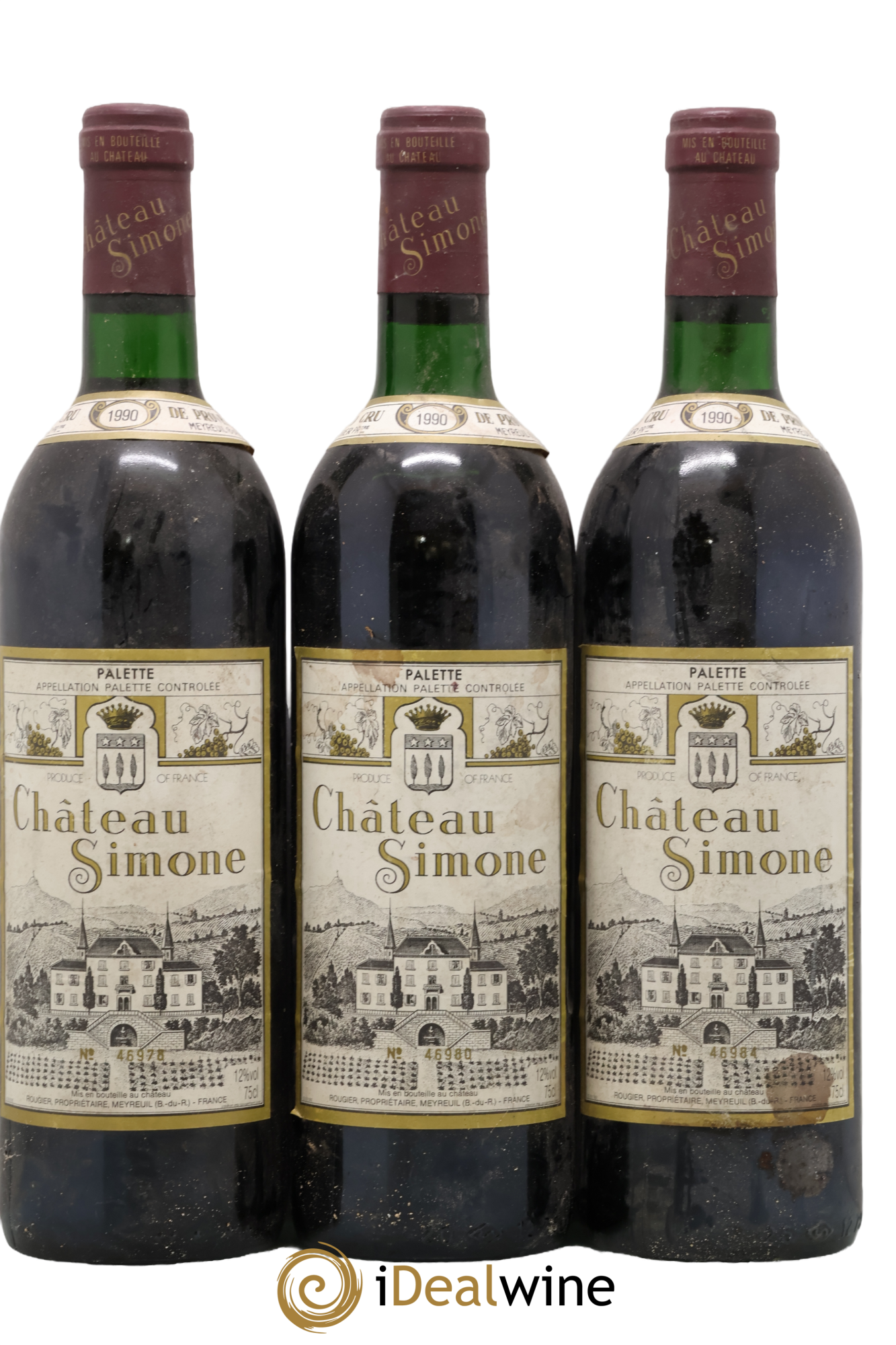Palette Château Simone Famille Rougier 1990 - Lot de 3 bouteilles - 0