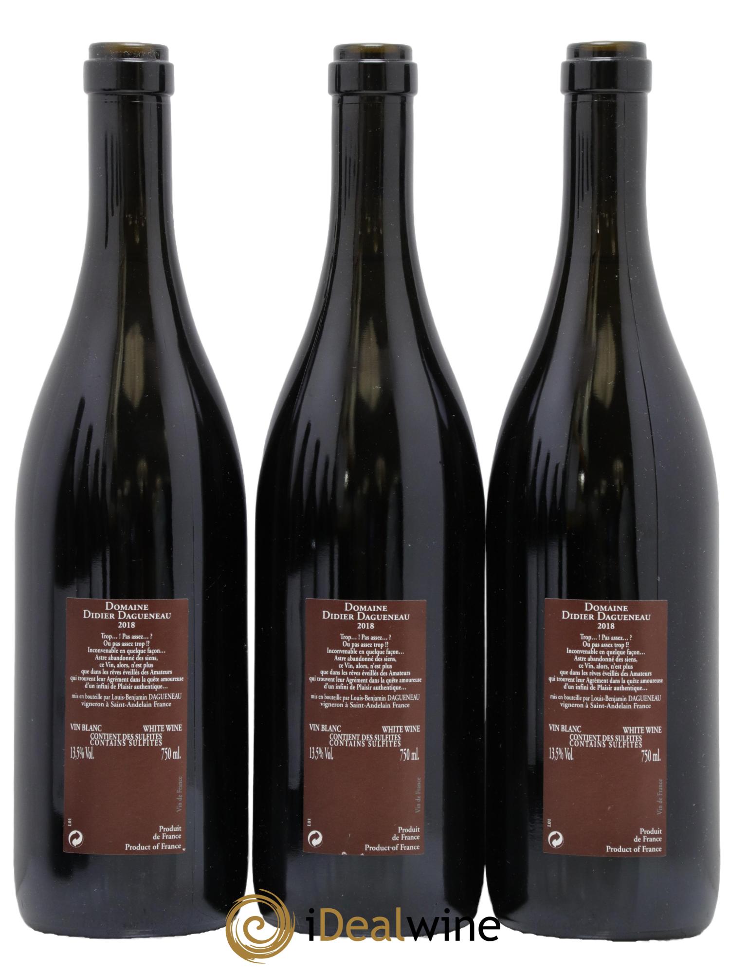 Vin de France (anciennement Pouilly-Fumé) Pur Sang Dagueneau (Domaine Didier - Louis-Benjamin) 2018 - Lotto di 3 bottiglie - 1