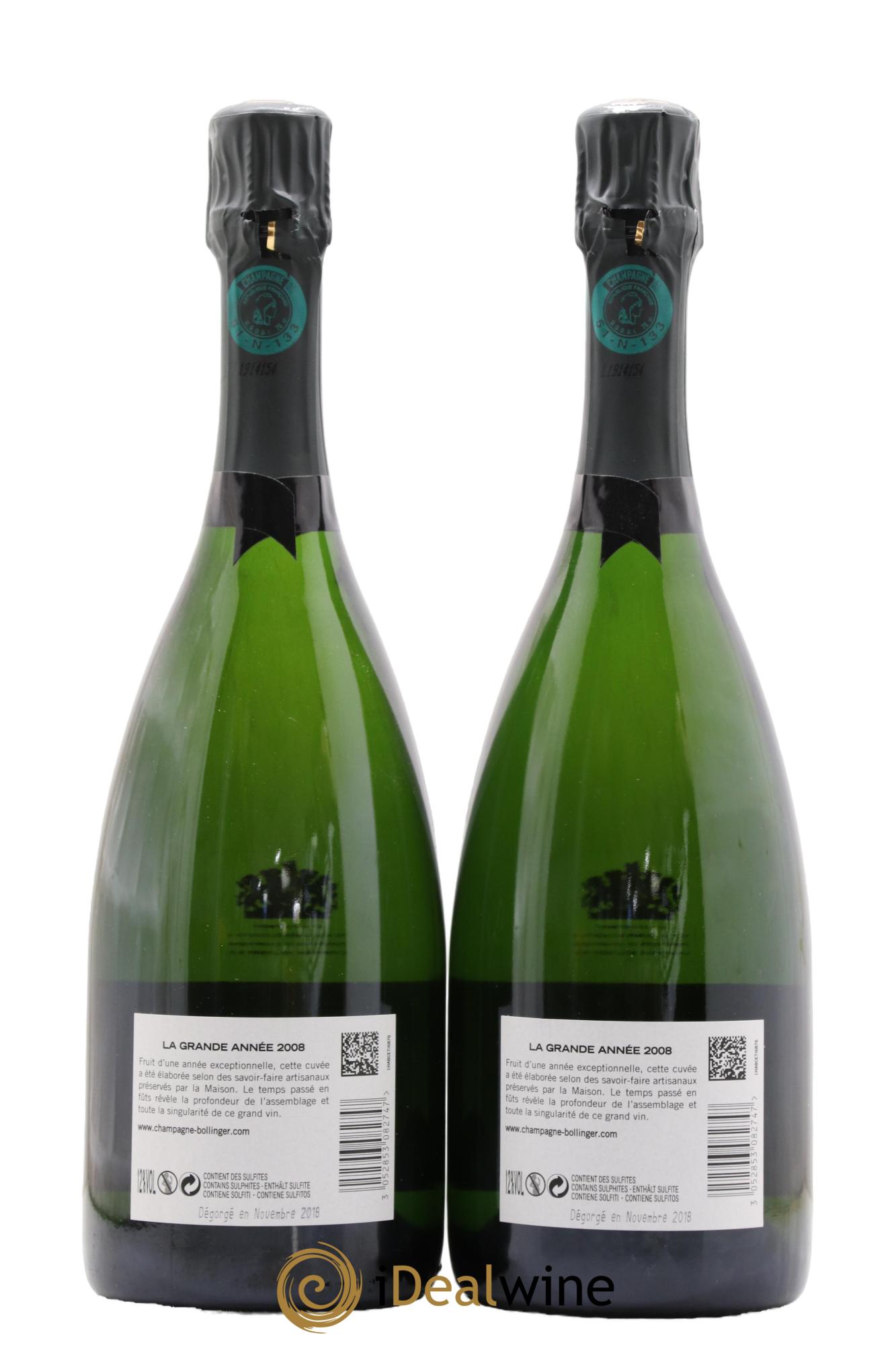 Grande Année Brut Bollinger 2008 - Lot de 2 bouteilles - 1