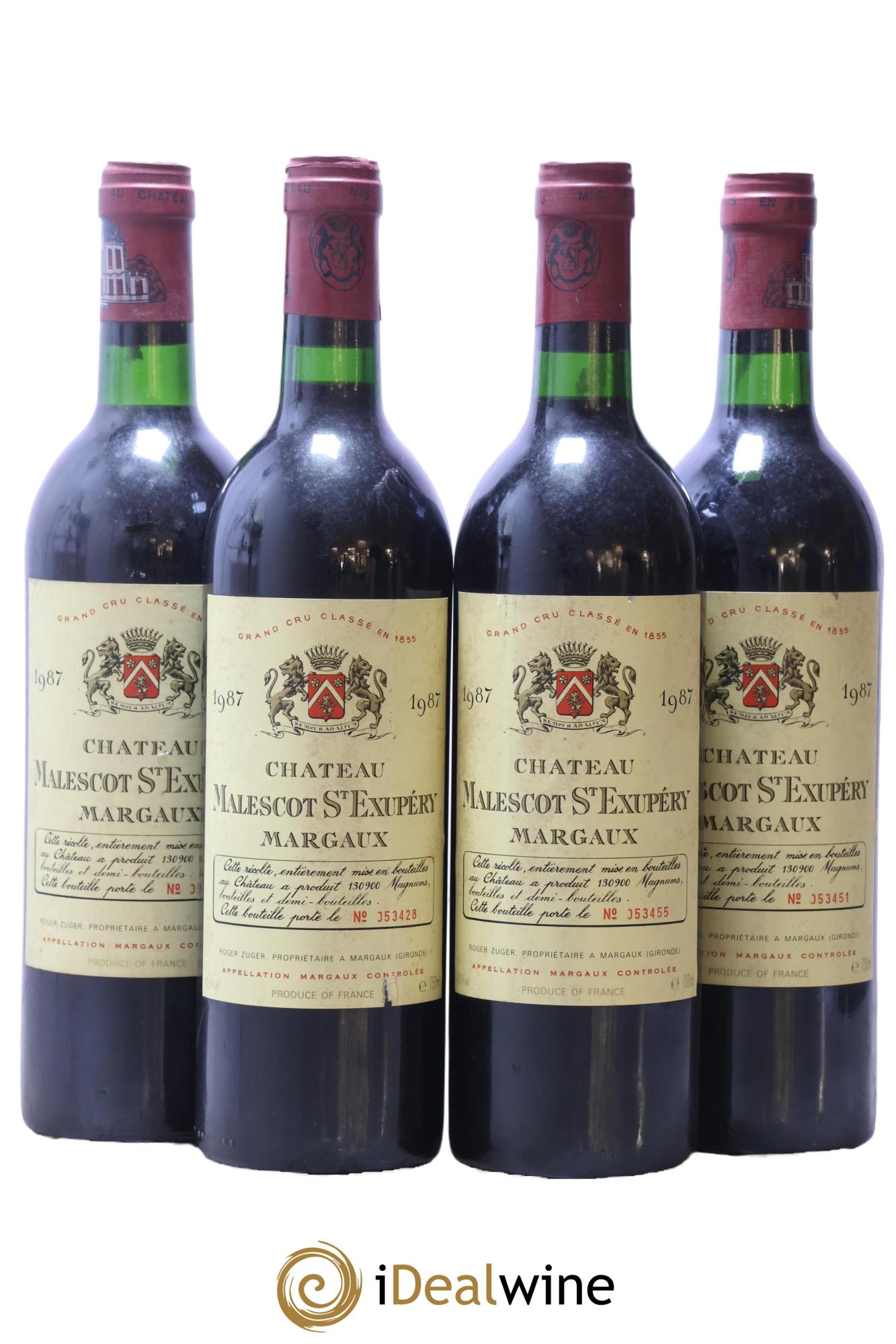 Château Malescot Saint-Exupéry 3ème Grand Cru Classé 1987 - Lot of 4 bottles - 0