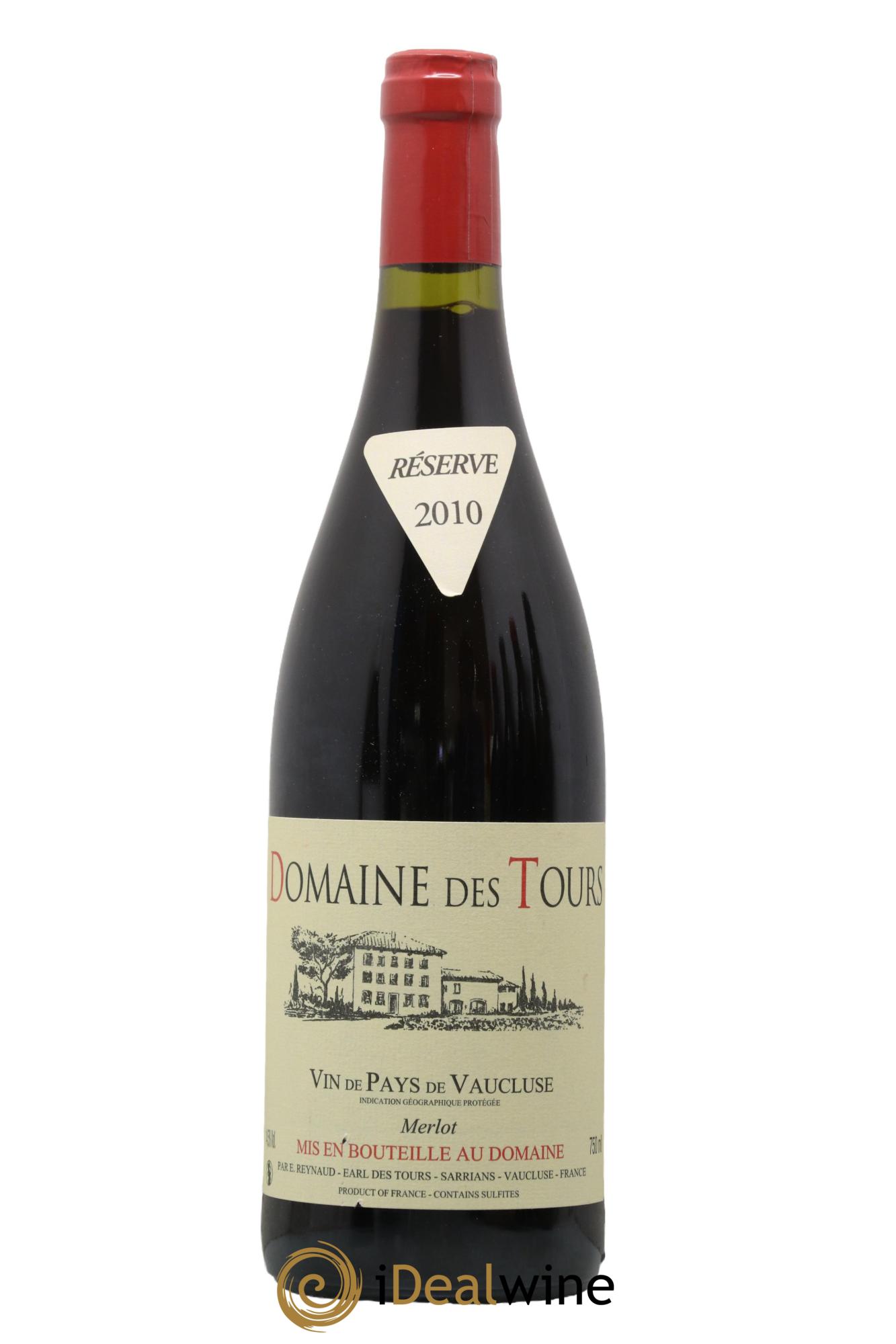 Vaucluse Domaine des Tours Merlot Emmanuel Reynaud 2010 - Lot de 1 bouteille - 0