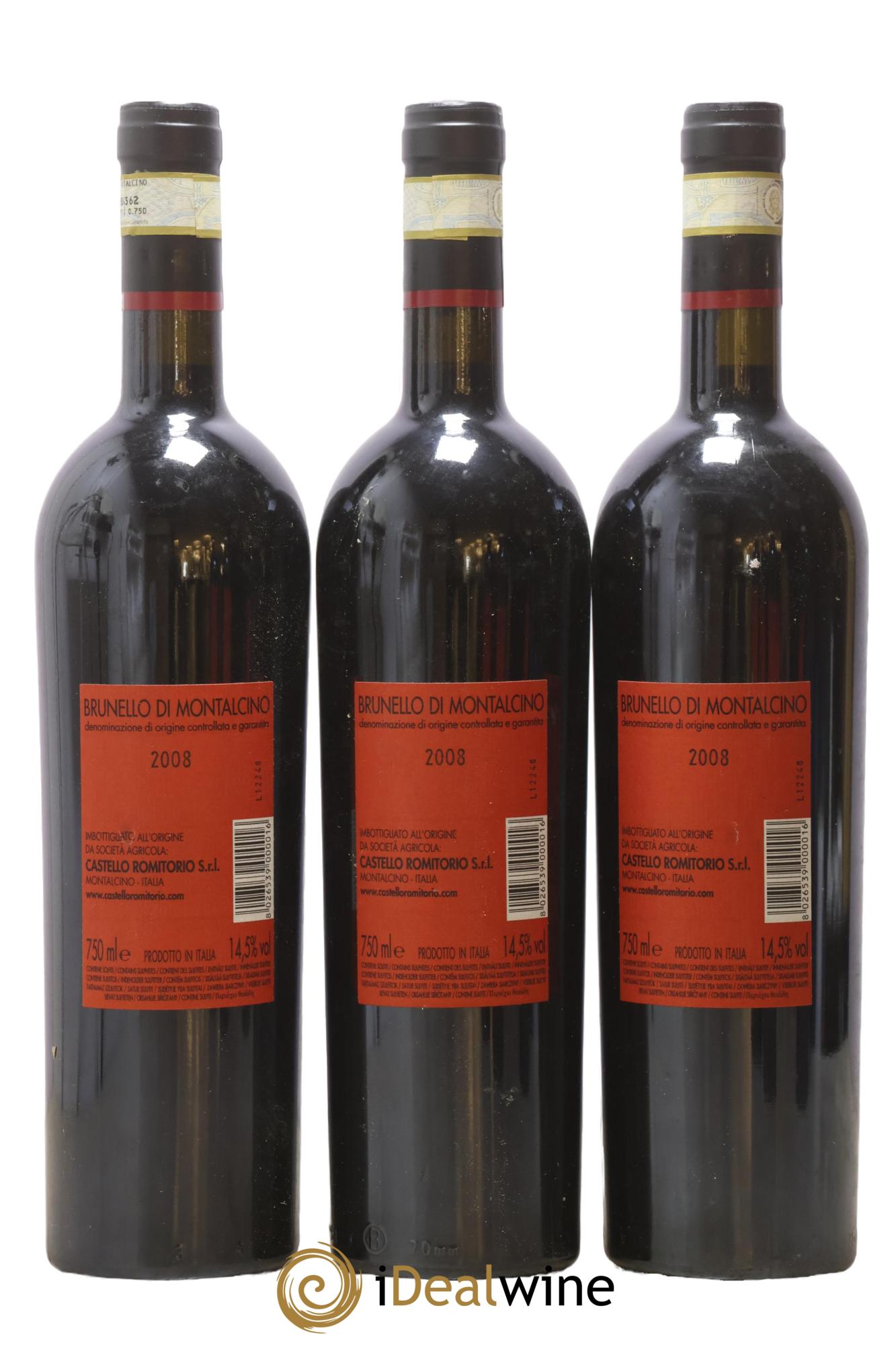 Brunello di Montalcino Castello Romitorio 2008 - Lot de 3 bouteilles - 1