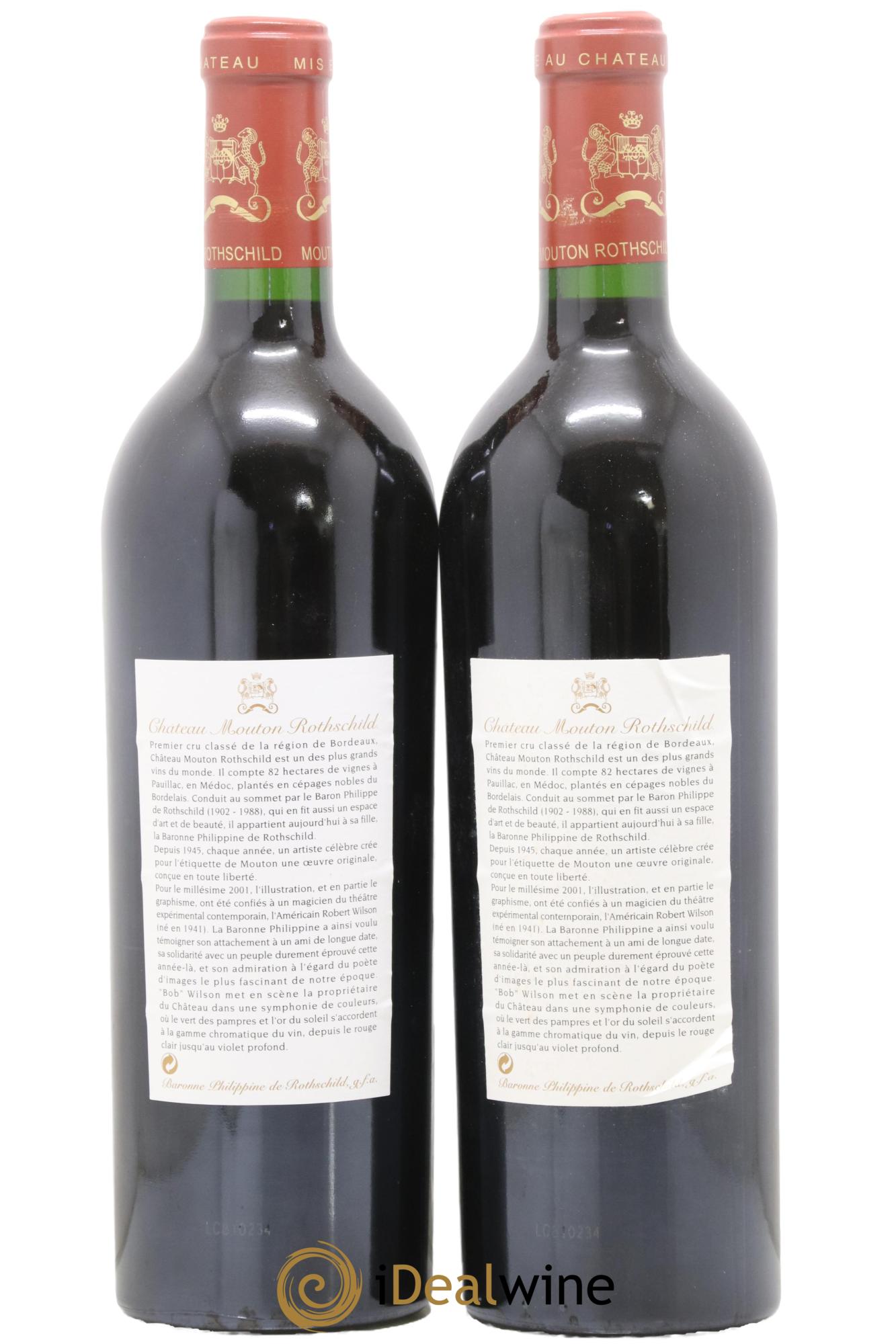 Château Mouton Rothschild 1er Grand Cru Classé 2001 - Lot de 2 bouteilles - 1