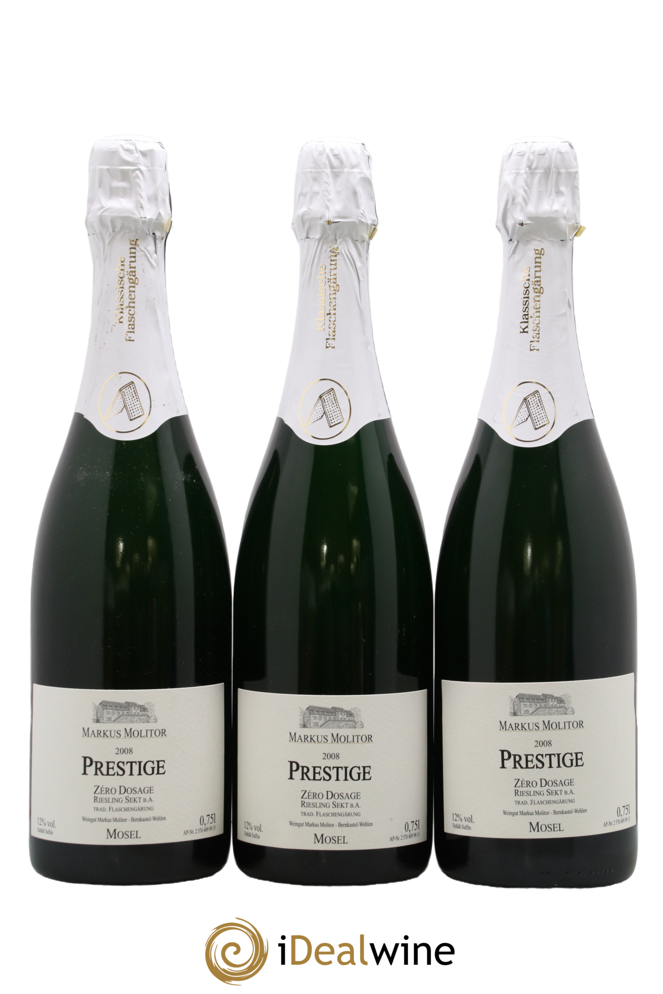 Allemagne Mosel Sekt Prestige Zero Dosage Markus Molitor 2008 - Lotto di 3 bottiglie - 0