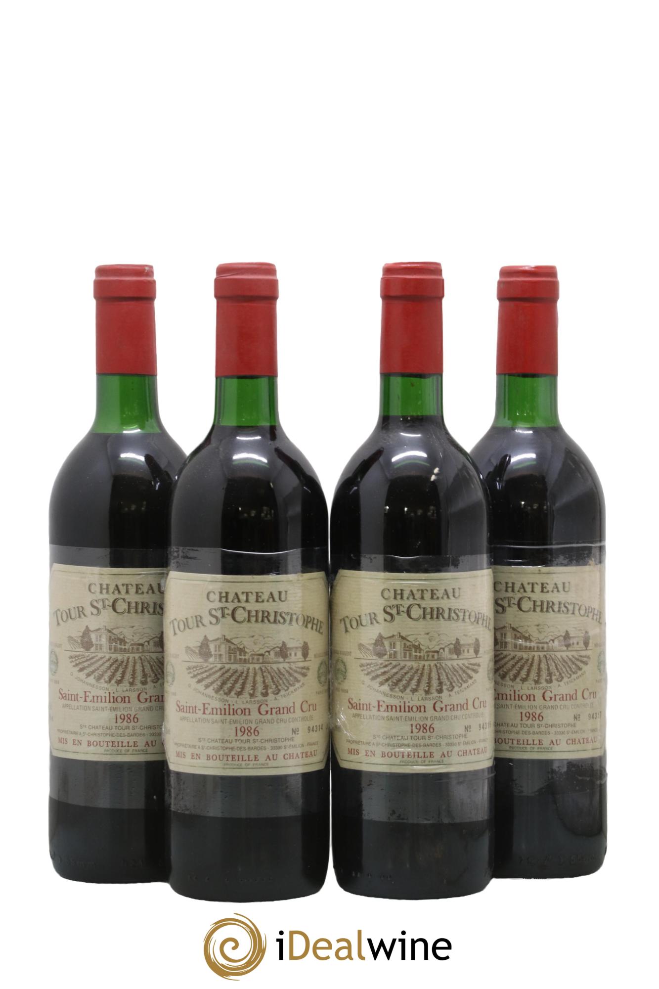 Saint-Émilion Grand Cru Château Tour Saint-Christophe 1986 - Lot of 4 bottles - 0