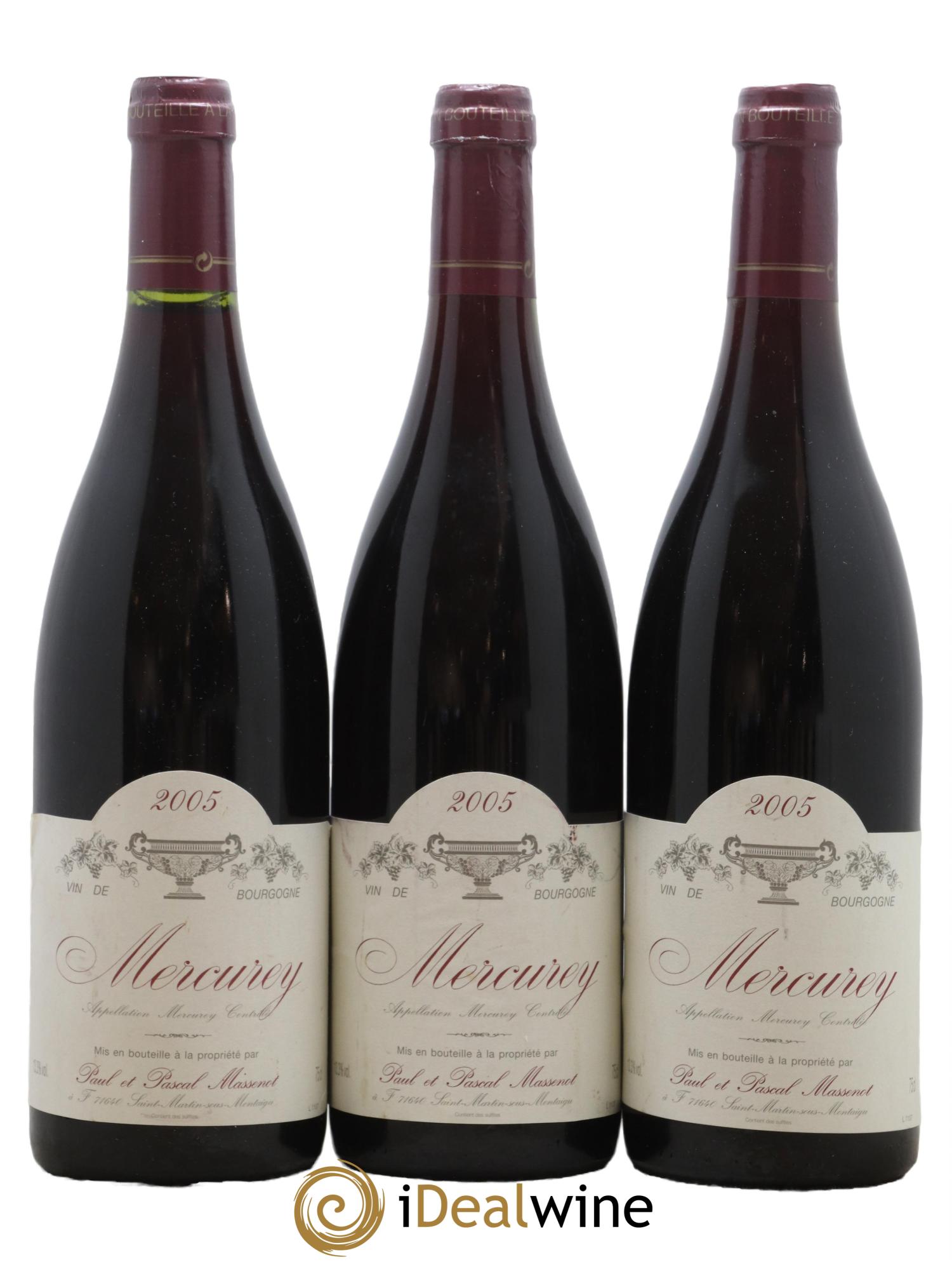 Mercurey Domaine Paul et Pascal Massenot 2005 - Lot de 3 bouteilles - 0