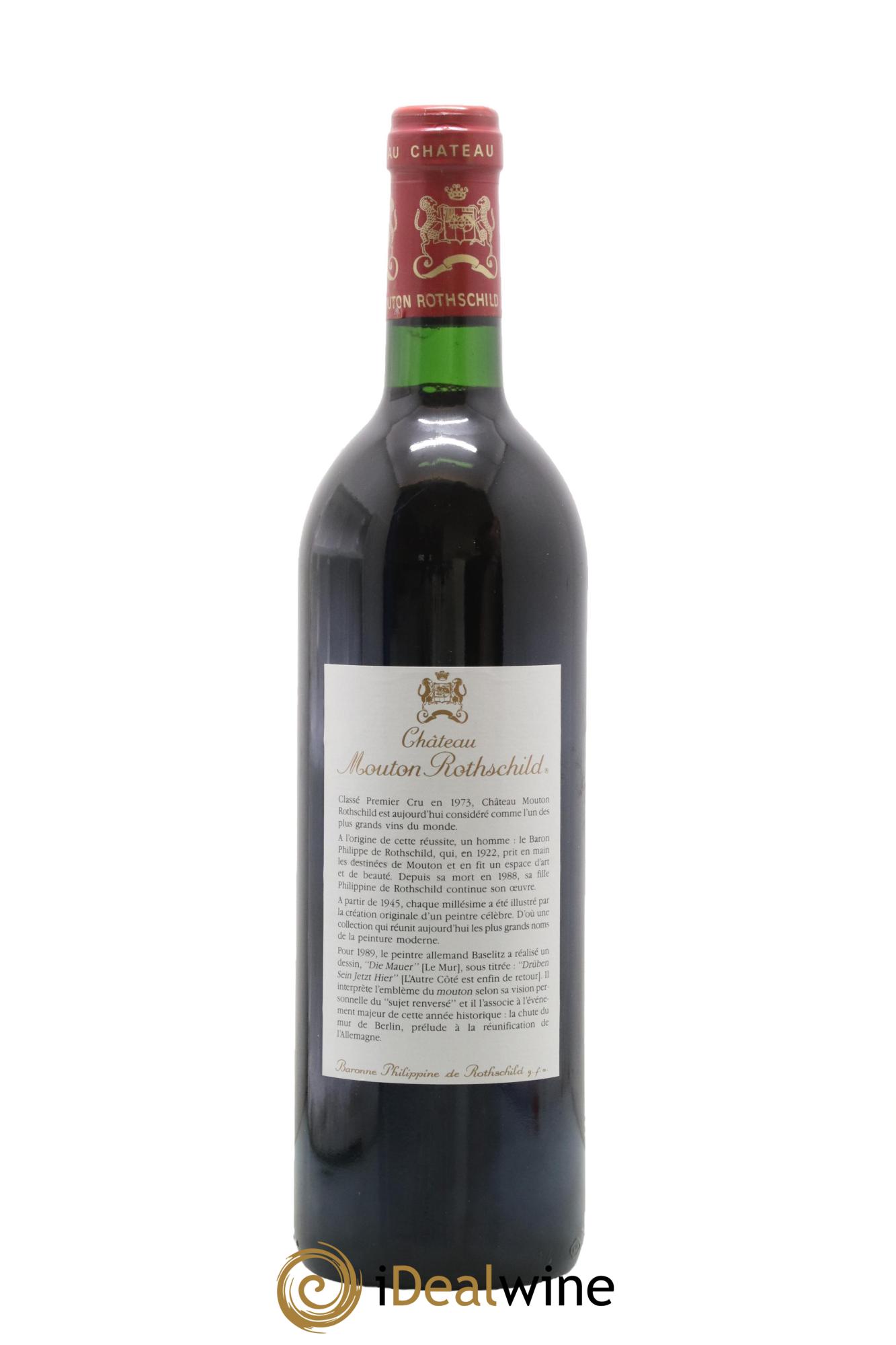 Château Mouton Rothschild 1er Grand Cru Classé 1989 - Lot de 1 bouteille - 1