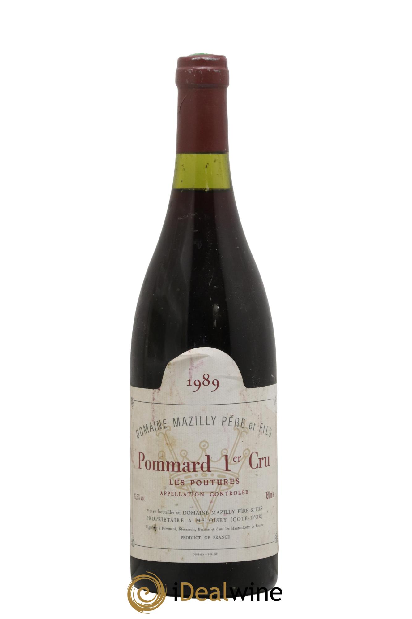 Pommard 1er Cru Les Poutures Domaine Mazilly 1989 - Lot de 1 bouteille - 0