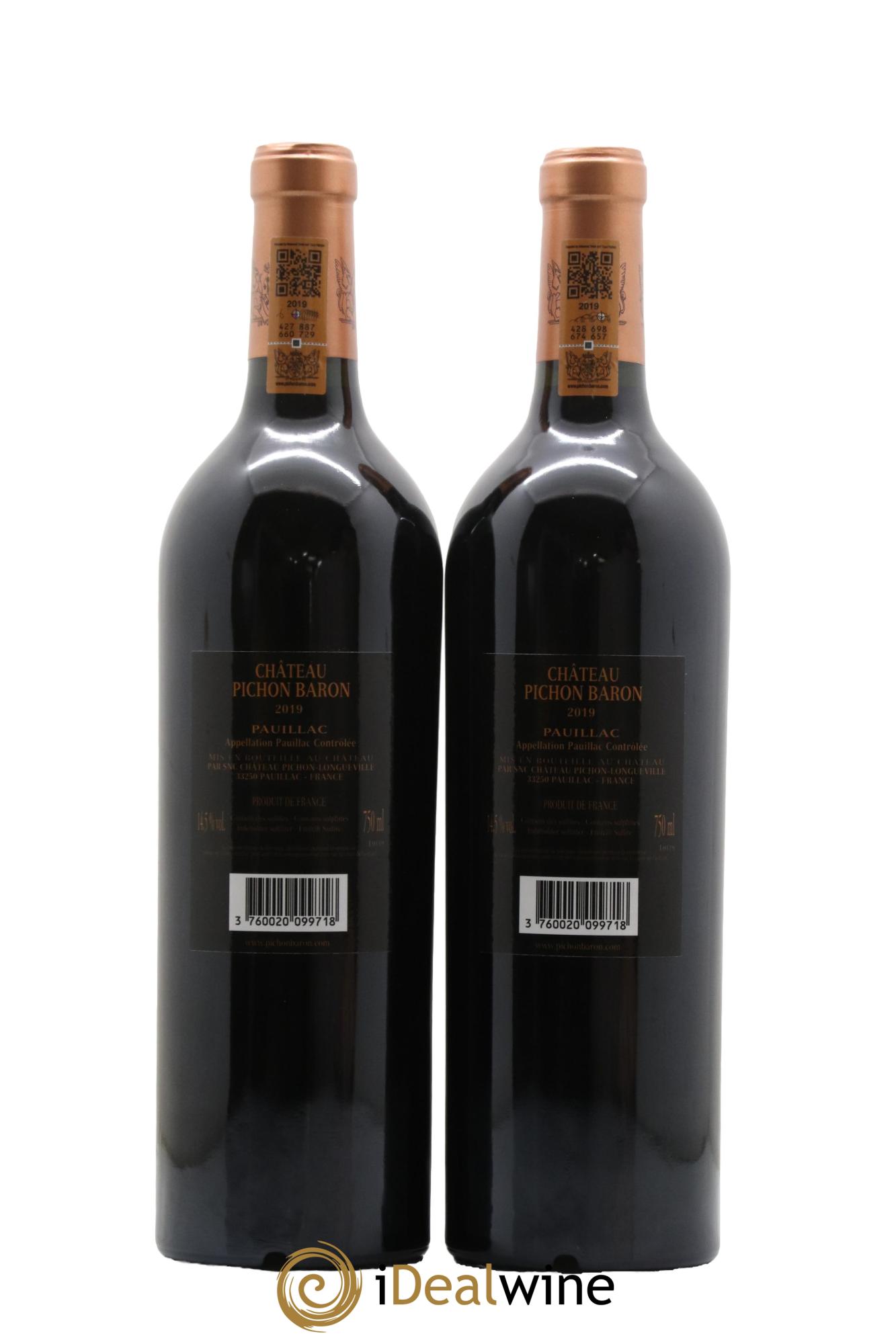 Pichon Longueville Baron 2ème Grand Cru Classé  2019 - Lotto di 2 bottiglie - 1