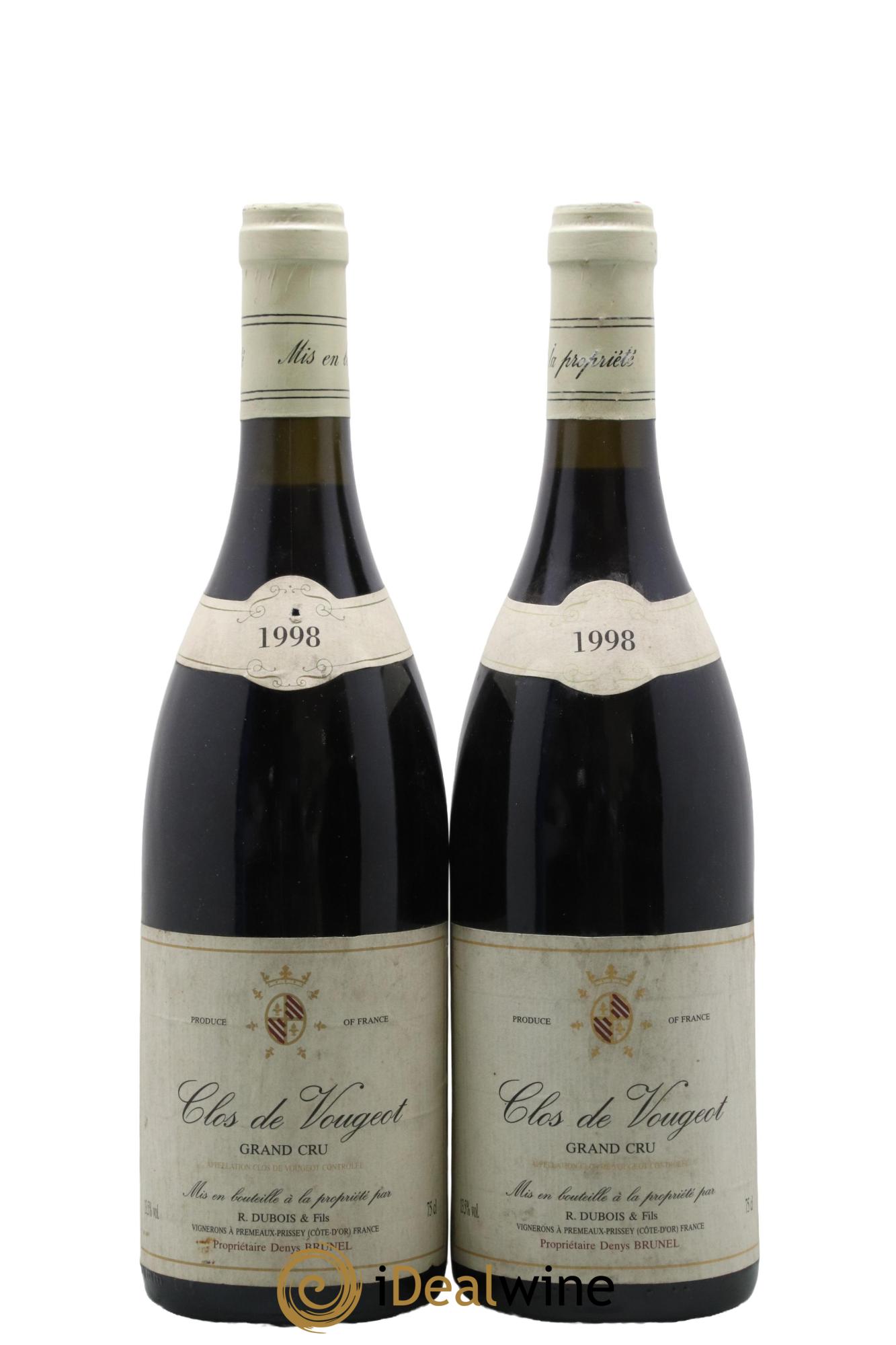 Clos de Vougeot Grand Cru R Dubois 1998 - Lot de 2 bouteilles - 0