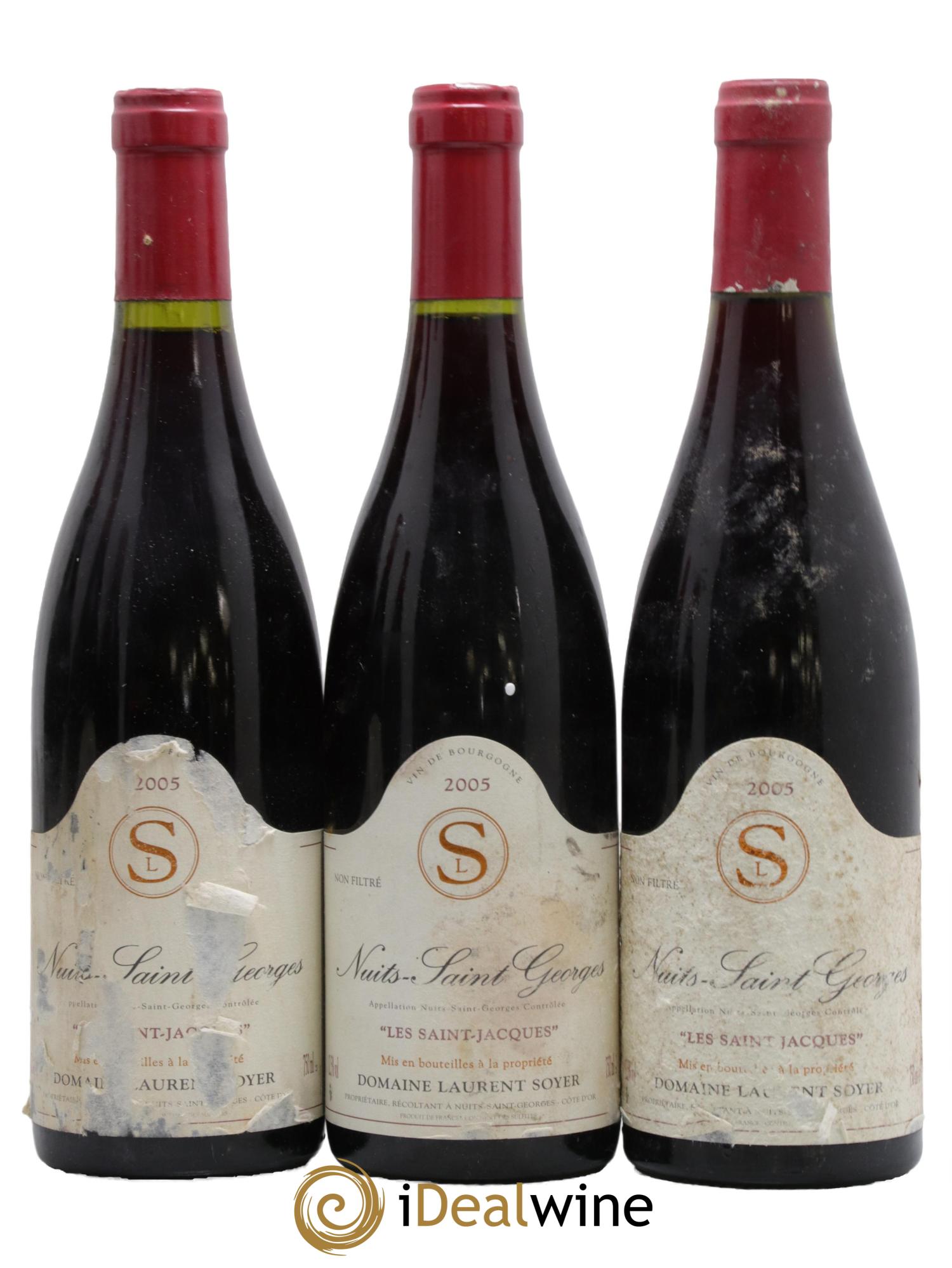 Nuits-Saint-Georges Les St. Jacques Laurent Soyer 2005 - Lot of 3 bottles - 0
