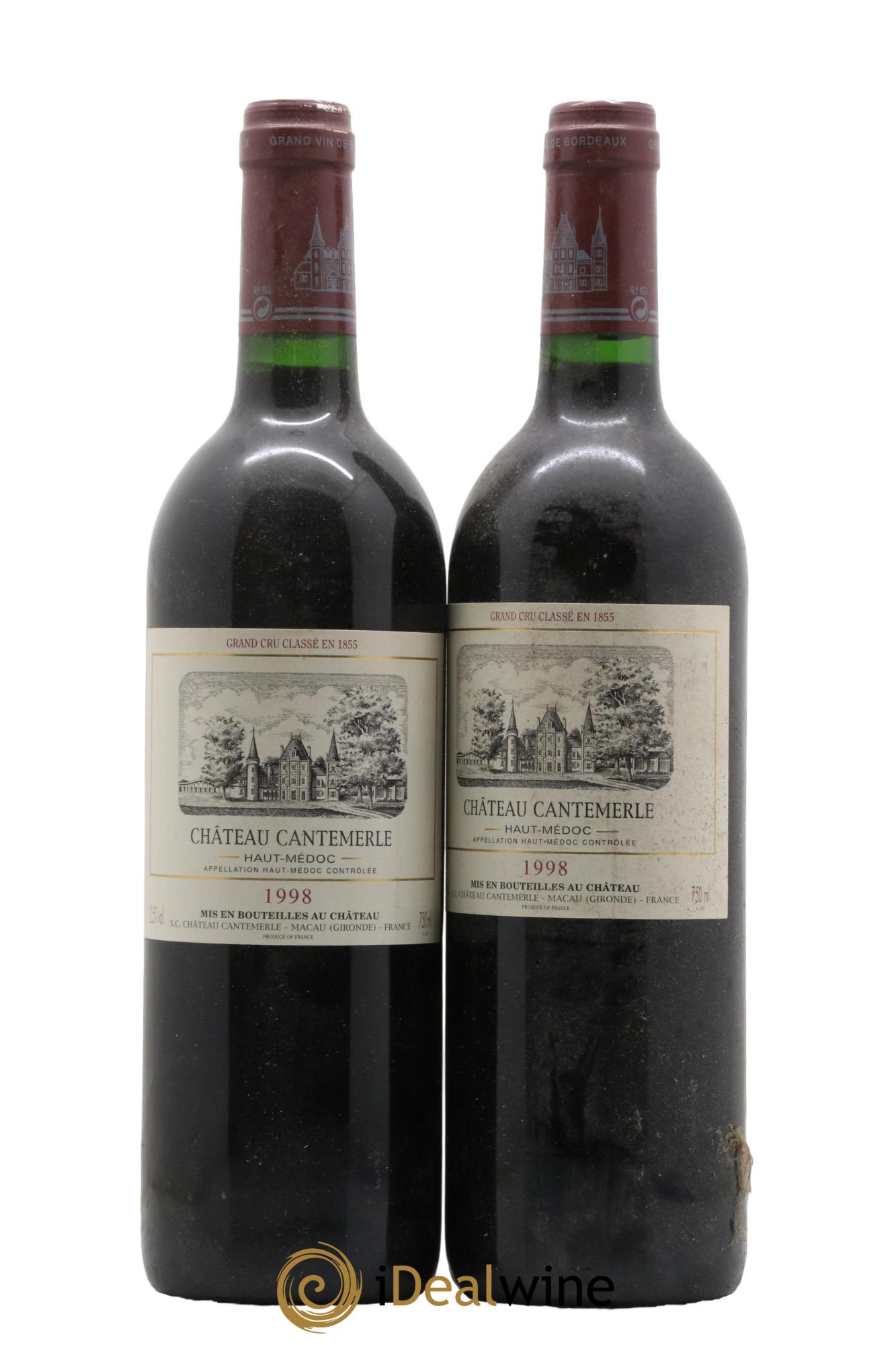 Château Cantemerle 5ème Grand Cru Classé 1998 - Lot de 2 bouteilles - 0