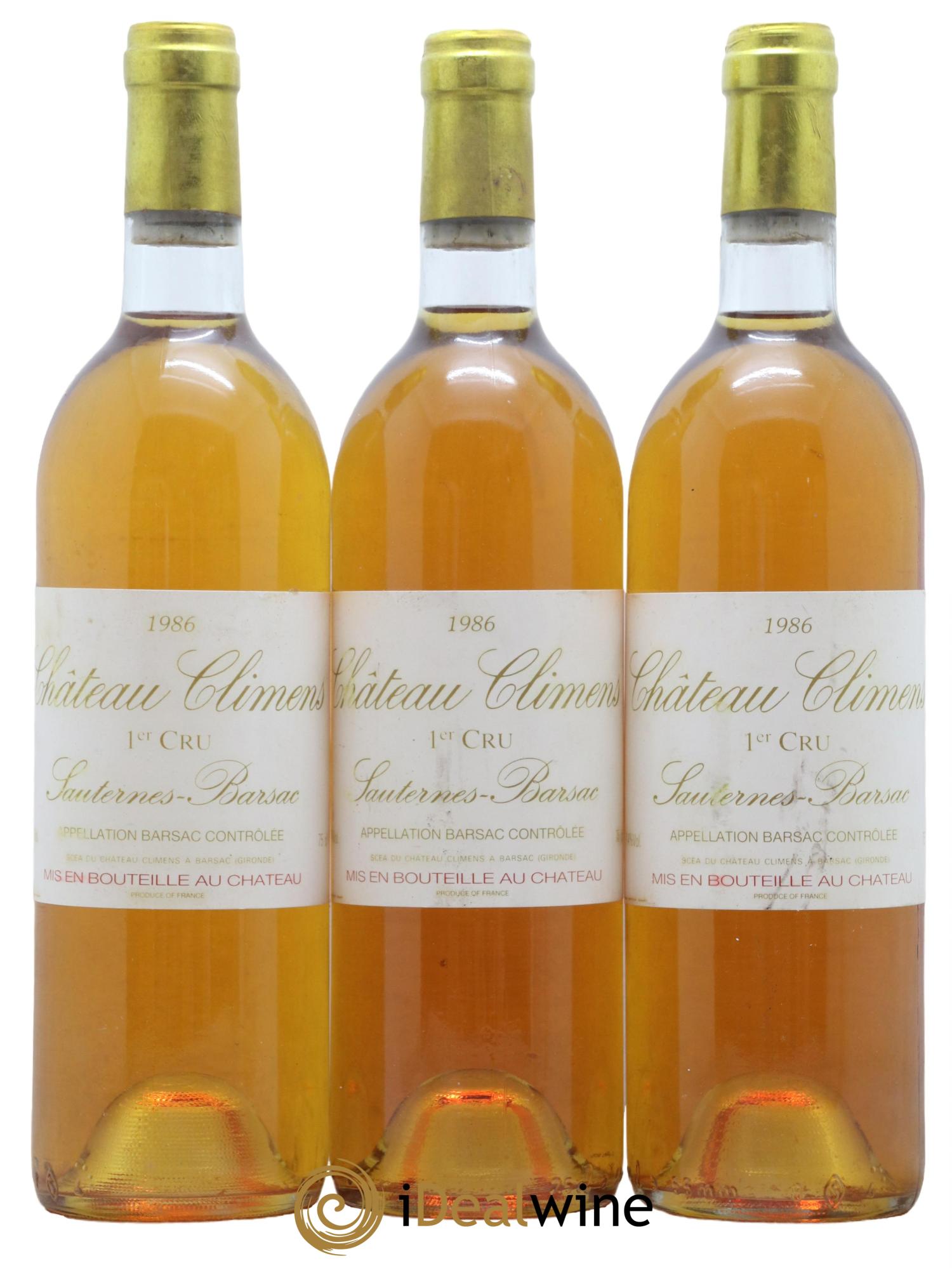 Château Climens 1er Grand Cru Classé 1986 - Lotto di 3 bottiglie - 0