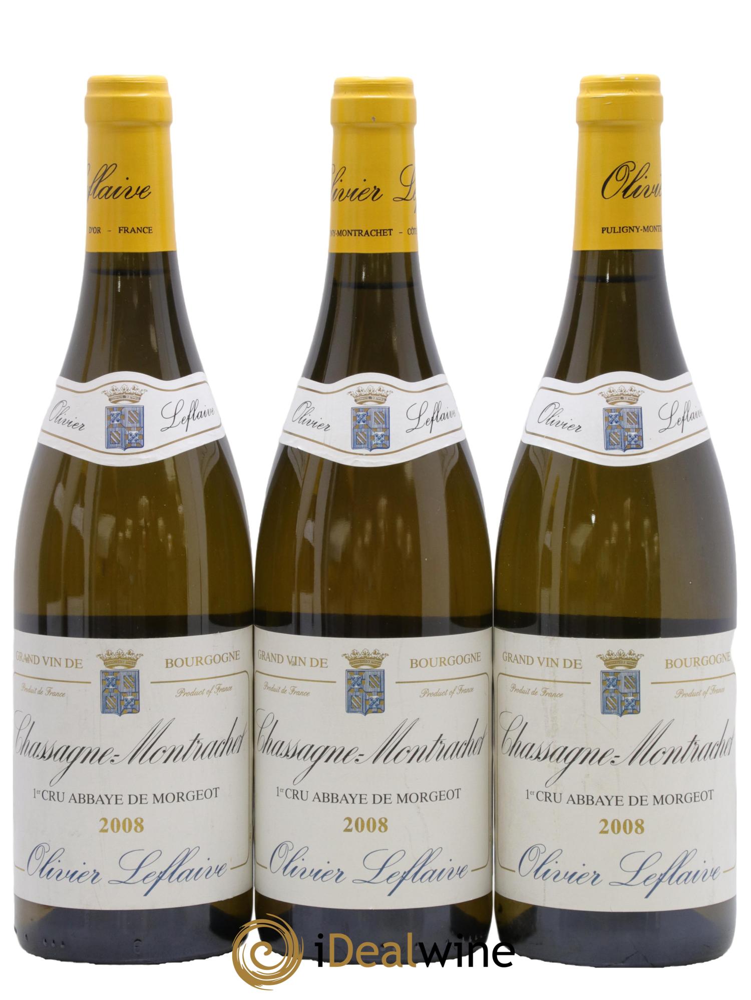 Chassagne-Montrachet 1er Cru Abbaye de Morgeot Olivier Leflaive 2008 - Lot of 3 bottles - 0