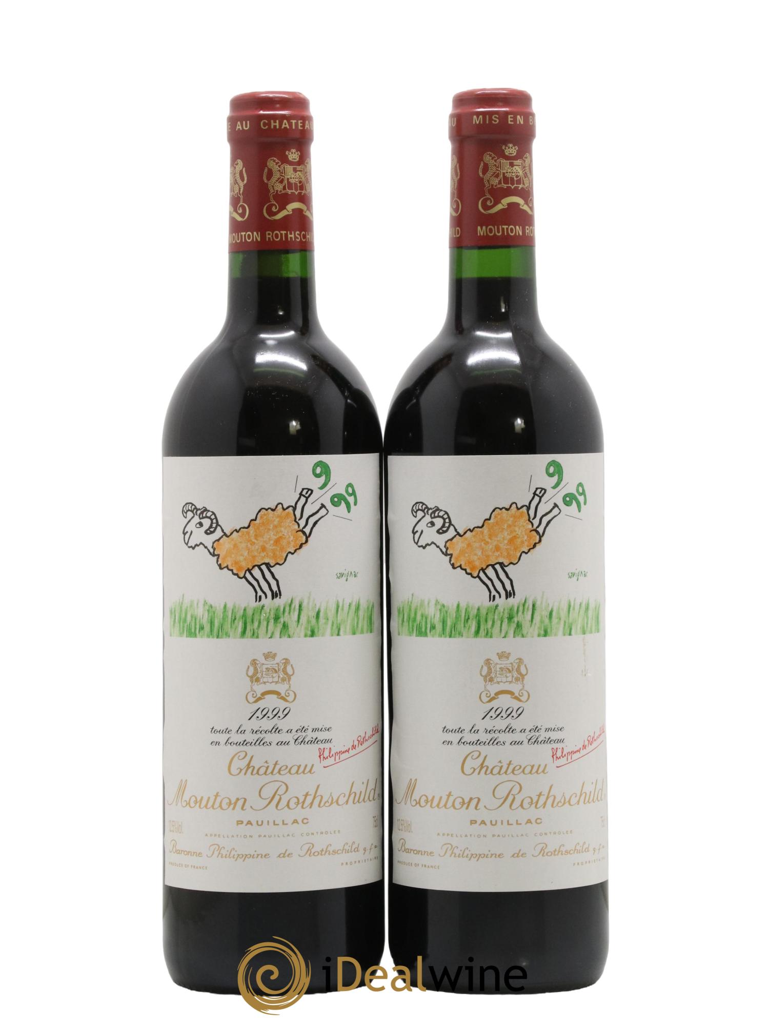 Château Mouton Rothschild 1er Grand Cru Classé 1999 - Lot de 2 bouteilles - 0