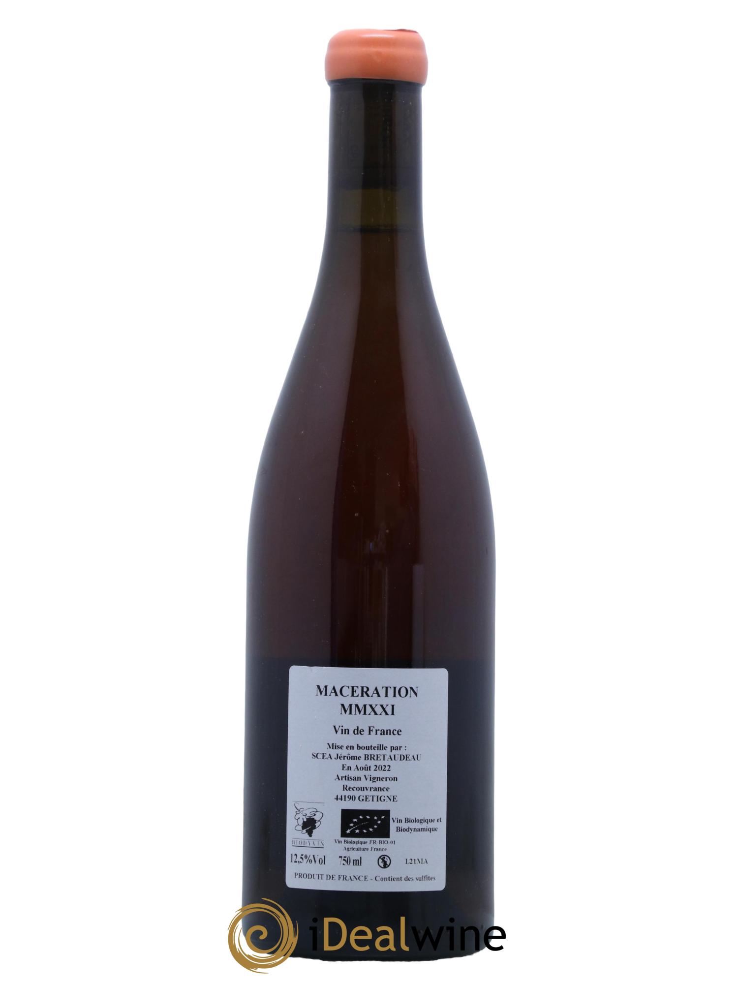 Vin de France Macération Jérôme Bretaudeau - Domaine de Bellevue 2021 - Lot de 1 bouteille - 1