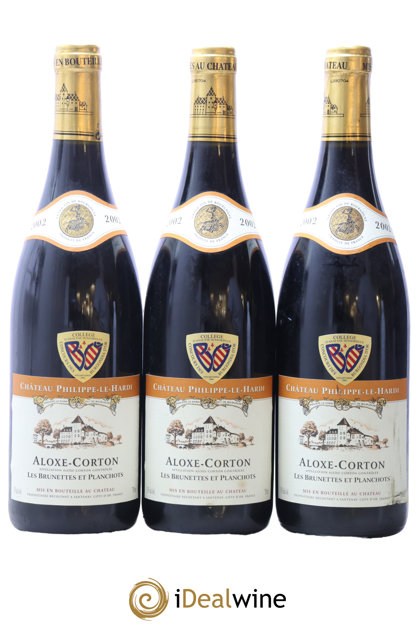 Aloxe-Corton Les Brunettes et Planchots Château Philippe Le Hardi 2002 - Lot de 3 bouteilles - 0