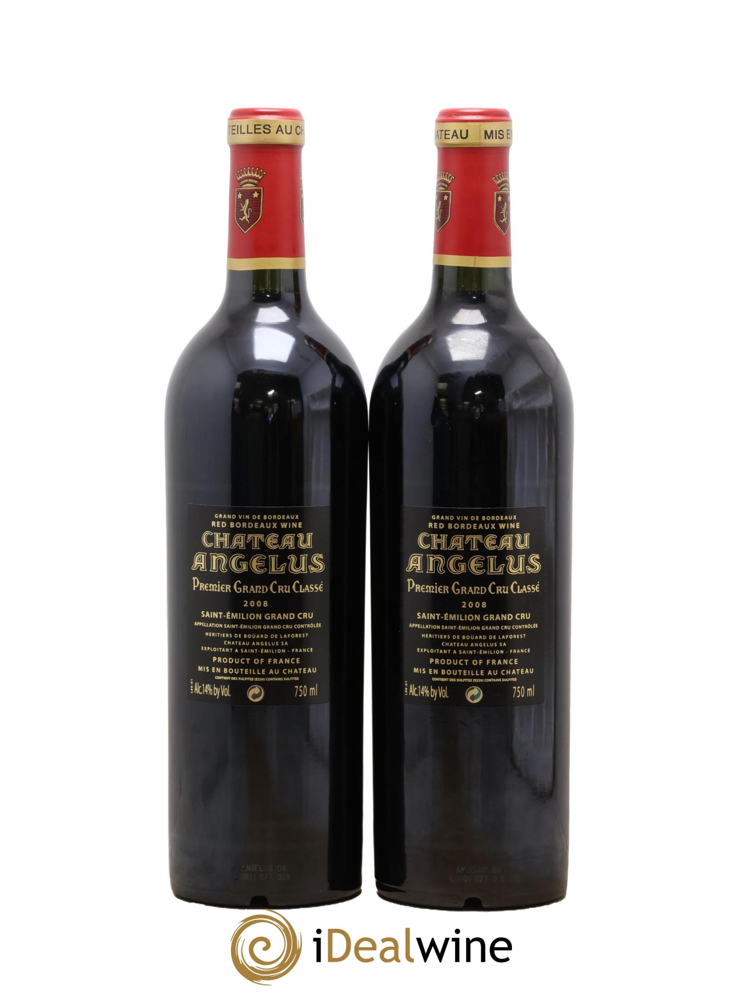 Château Angélus 1er Grand Cru Classé A 2008 - Lot of 2 bottles - 1