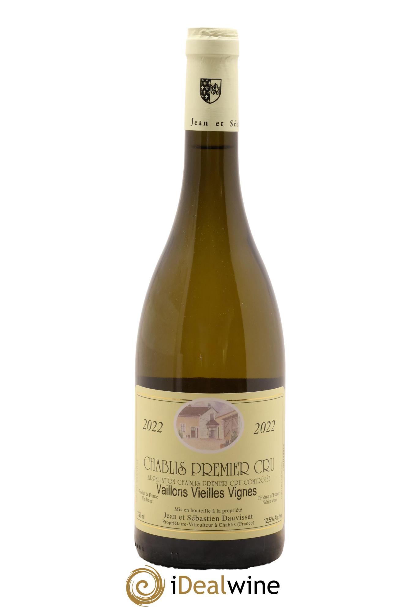 Chablis 1er Cru Vaillons Vieilles Vignes Jean Et Sebastien Dauvissat 2022 - Lot de 1 bouteille - 0