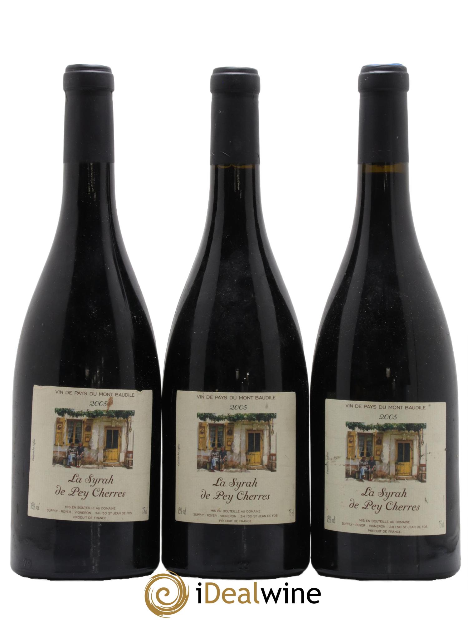 Languedoc VDP Mont Baudile La Syrah de Pey Cherres Domaine Supply Royer 2005 - Lot de 3 bouteilles - 0