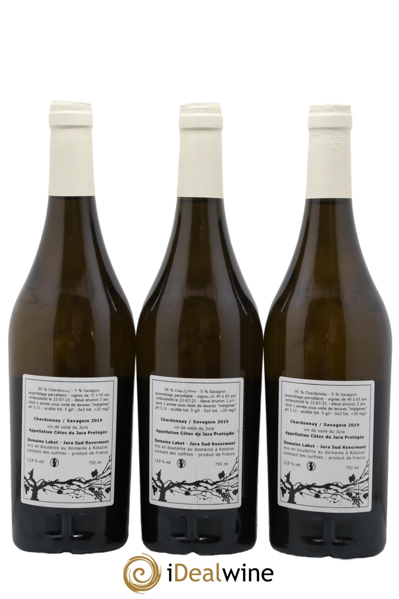 Côtes du Jura Vin de Voile Chardonnay-Savagnin cuvée de garde Romain - Julien - Charline Labet 2019 - Lot de 3 bouteilles - 1