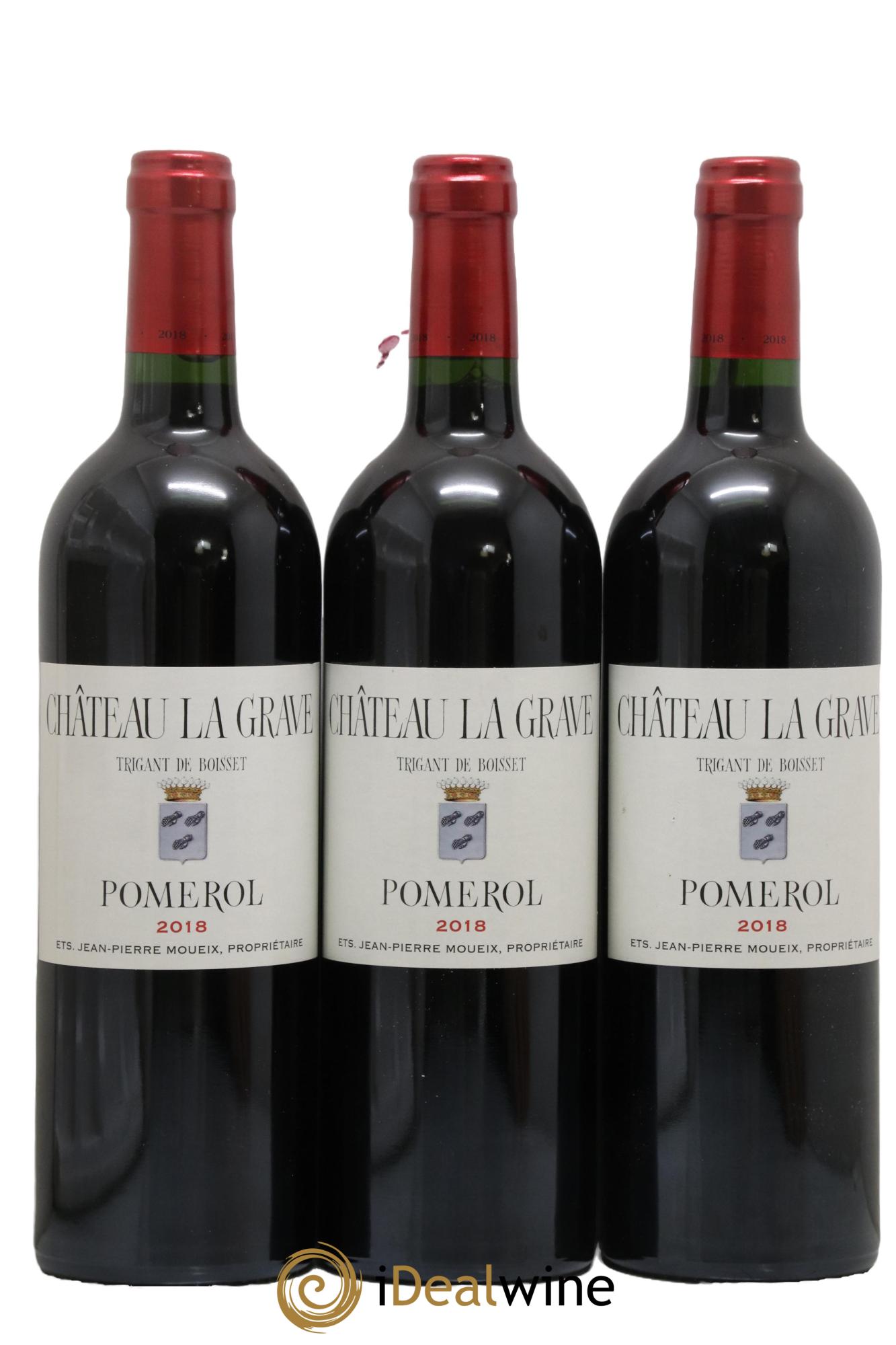 Château La Grave à Pomerol (Trigant de Boisset) 2018 - Lot de 3 bouteilles - 0