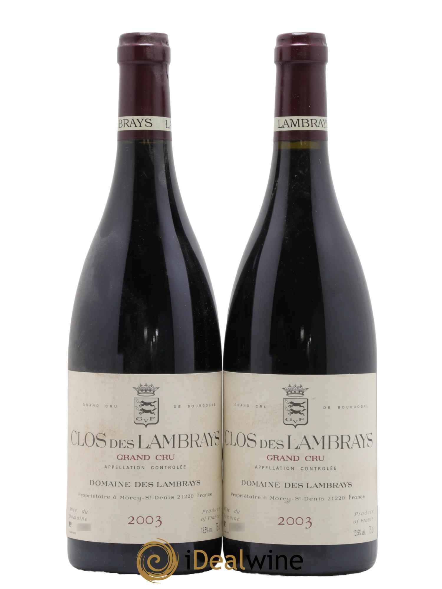 Clos des Lambrays Grand Cru Domaine des Lambrays 2003 - Lot de 2 bouteilles - 0