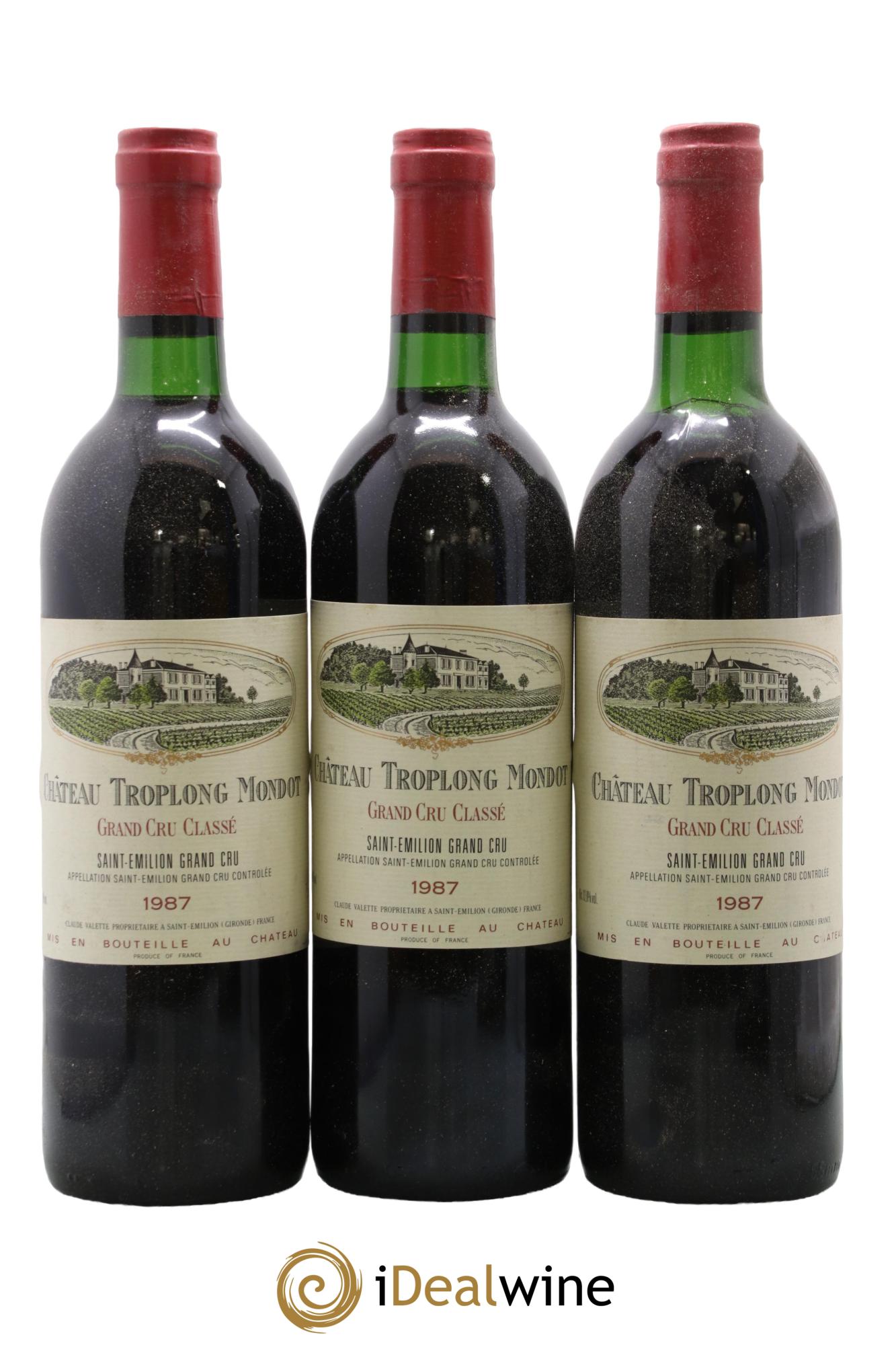 Château Troplong Mondot 1er Grand Cru Classé B 1987 - Lotto di 3 bottiglie - 0