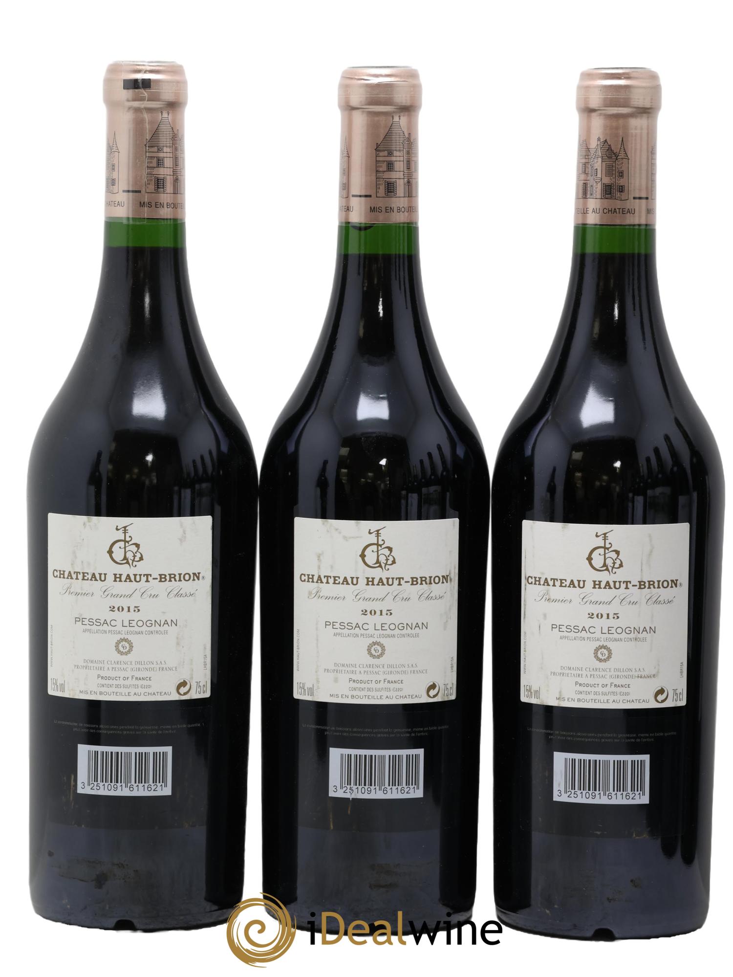 Château Haut Brion 1er Grand Cru Classé 2015 - Lot de 3 bouteilles - 1