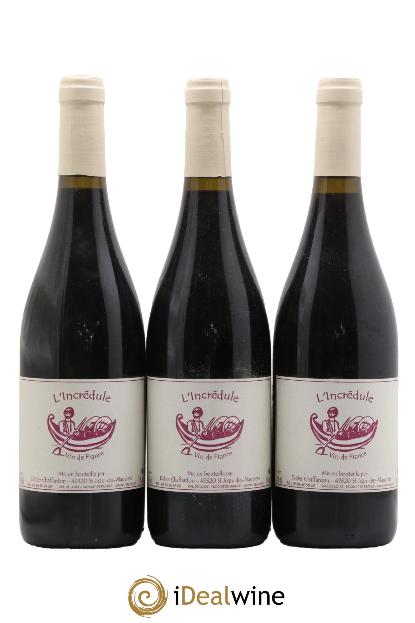 Vin de France L'incrédule Didier Chaffardon 2017 - Lot de 3 bouteilles - 0