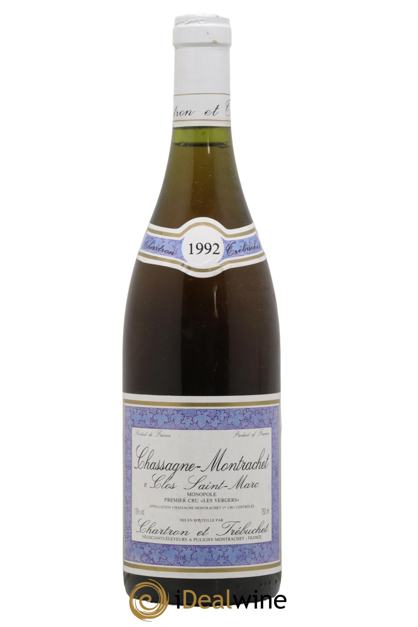 Chassagne-Montrachet 1er Cru Monopole Clos Saint Marc Chartron et Trebuchet 1992 - Lot de 1 bouteille - 0