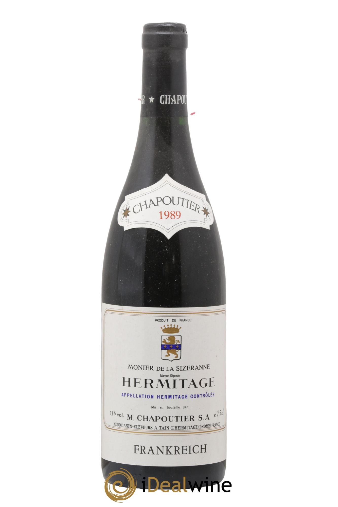 Hermitage Monier de La Sizeranne Chapoutier 1989 - Lot de 1 bouteille - 0
