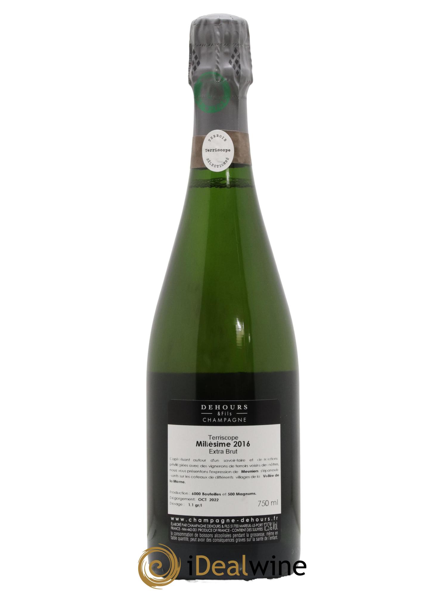 Champagne Extra Brut Terriscope Maison Dehours et Fils 2016 - Lot de 1 bouteille - 1