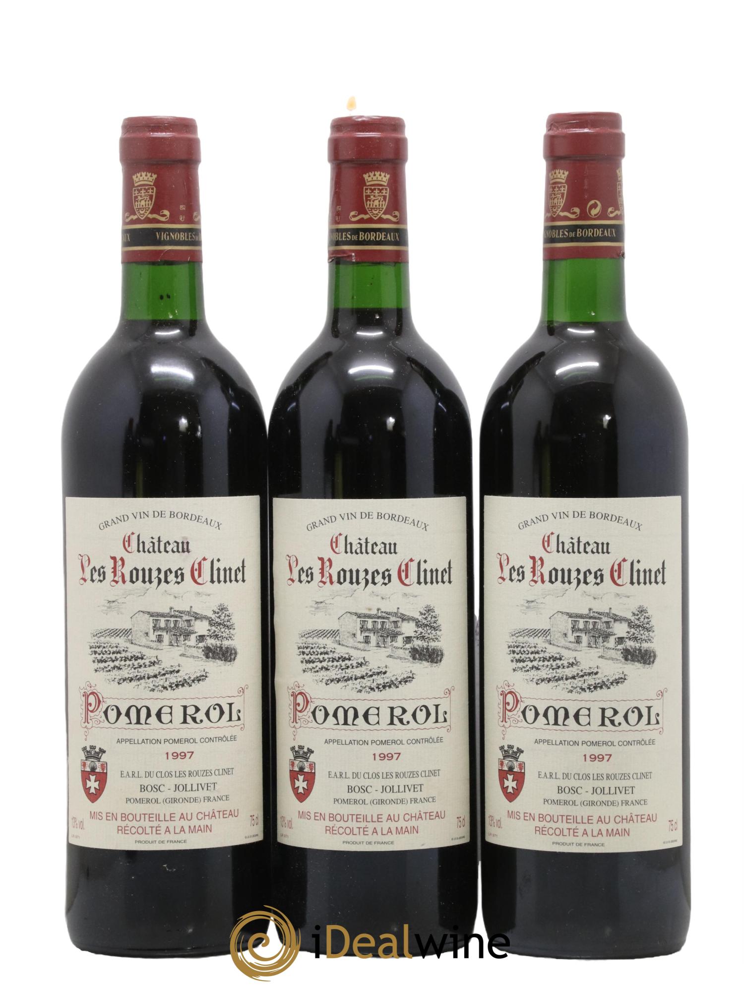 Pomerol Château Les Rouzes Clinet 1997 - Posten von 3 Flaschen - 0
