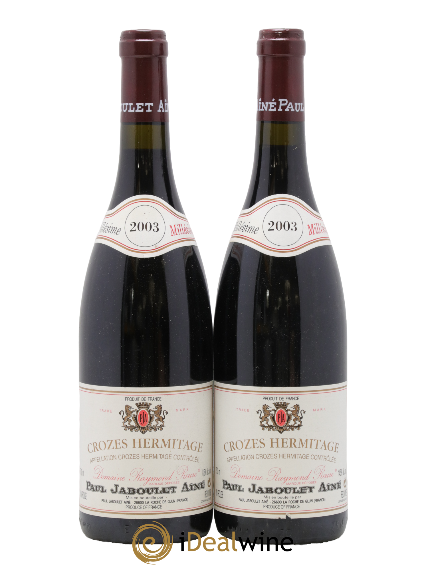 Crozes-Hermitage Domaine de Roure Paul Jaboulet Ainé 2003 - Lot of 2 bottles - 0