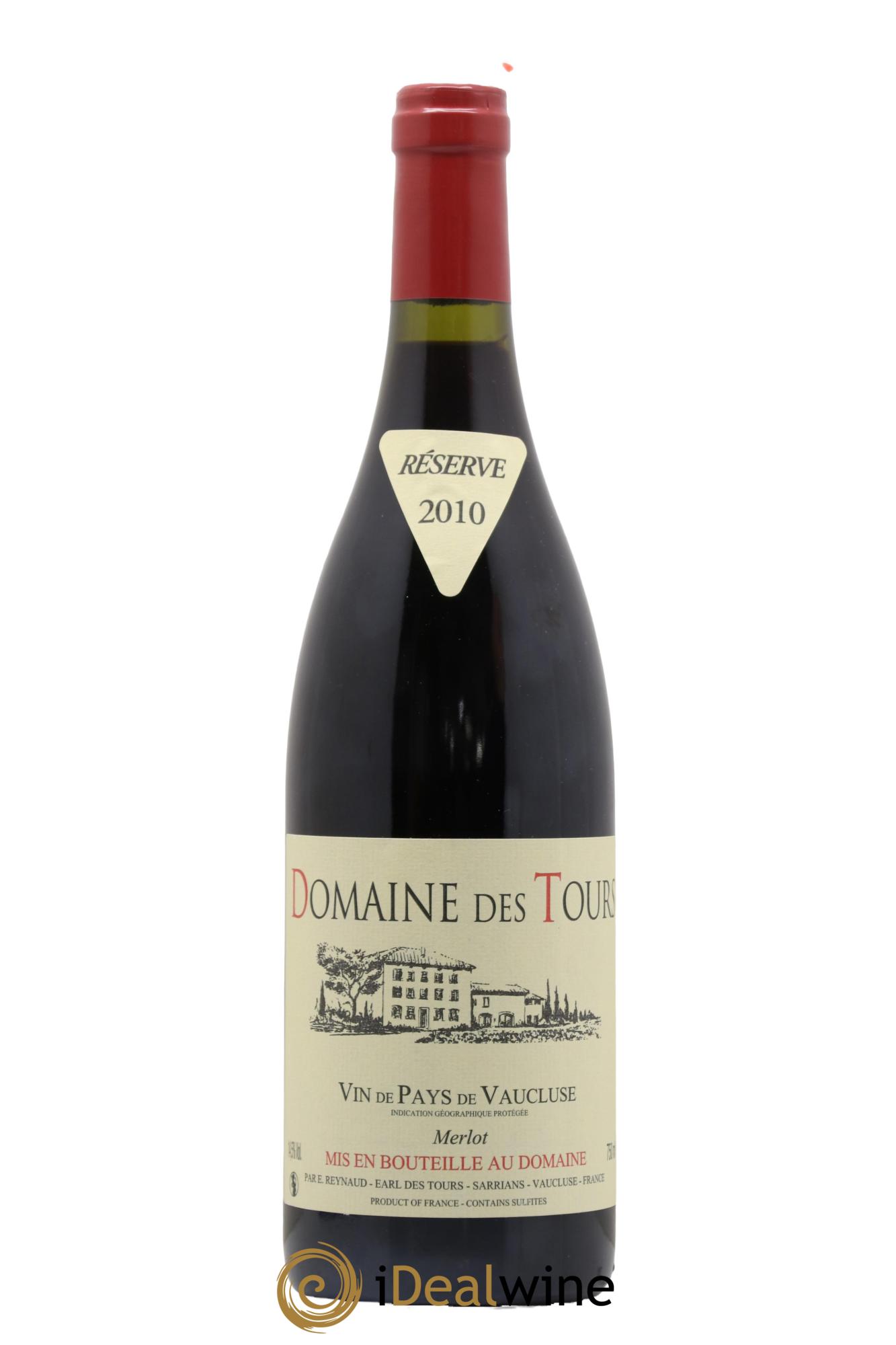Vaucluse Domaine des Tours Merlot Emmanuel Reynaud 2010 - Lot de 1 bouteille - 0