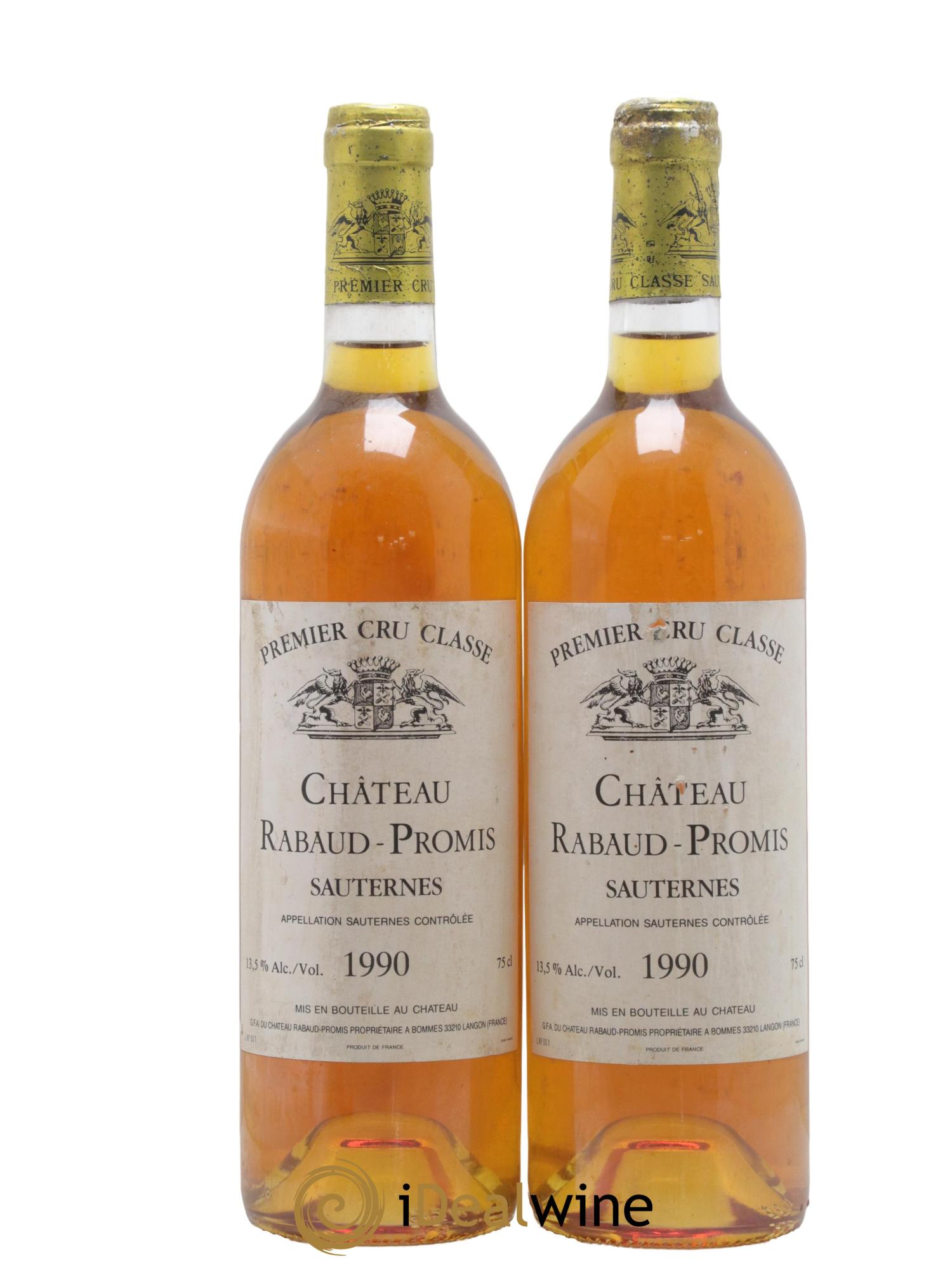 Château Rabaud Promis 1er Grand Cru Classé 1990 - Lot de 2 bouteilles - 0