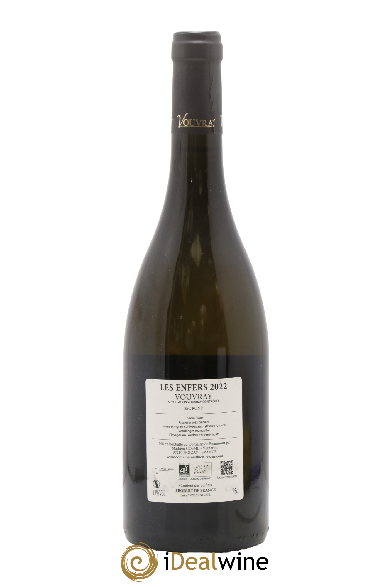 Vouvray Les Enfers Domaine Mathieu Cosme 2022 - Lot de 1 bouteille - 1