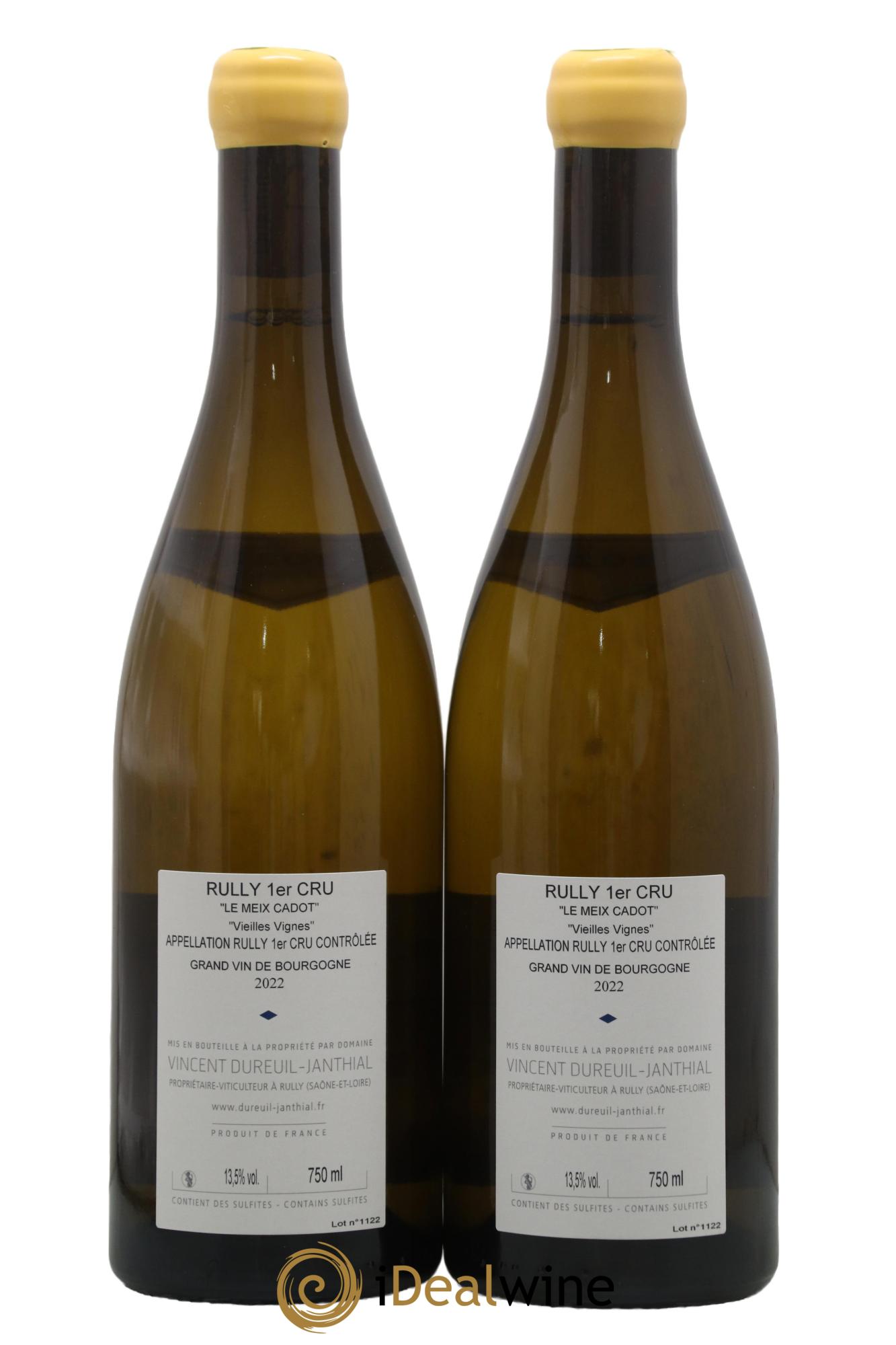 Rully 1er Cru Le Meix Cadot Vieilles Vignes Vincent Dureuil-Janthial 2022 - Posten von 2 Flaschen - 1