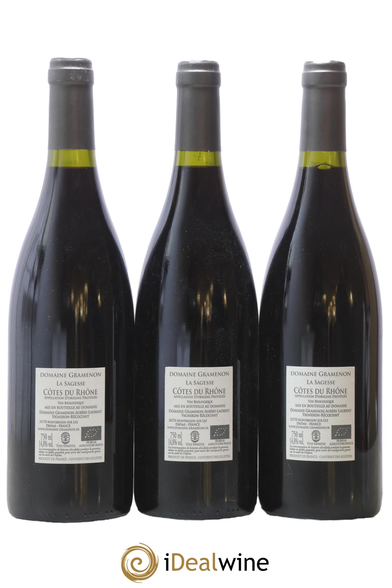 Côtes-du-Rhône La Sagesse Gramenon (Domaine) 2015 - Posten von 3 Flaschen - 1