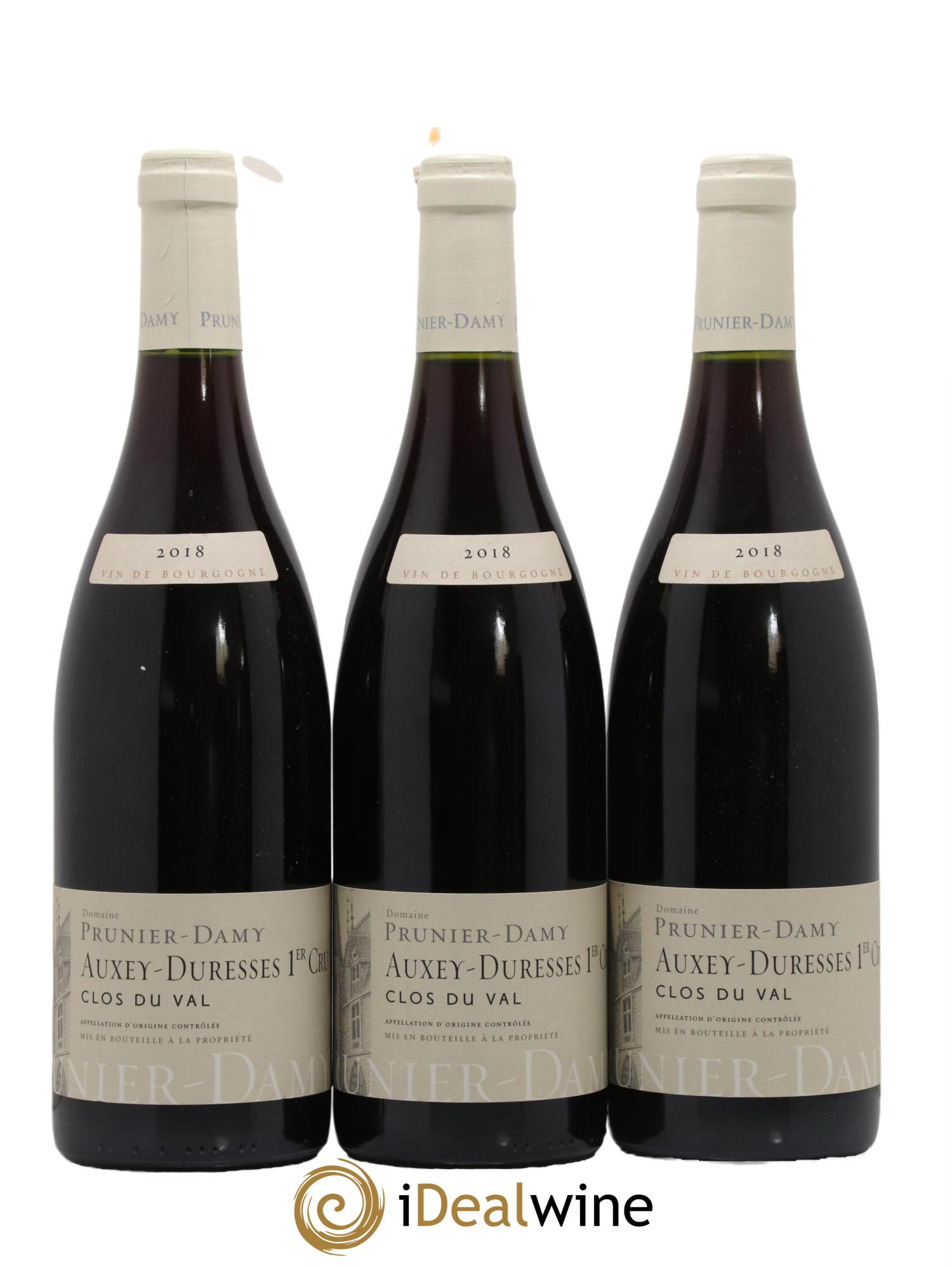 Auxey-Duresses 1er Cru Clos Du val Prunier Damy 2018 - Lot de 3 bouteilles - 0