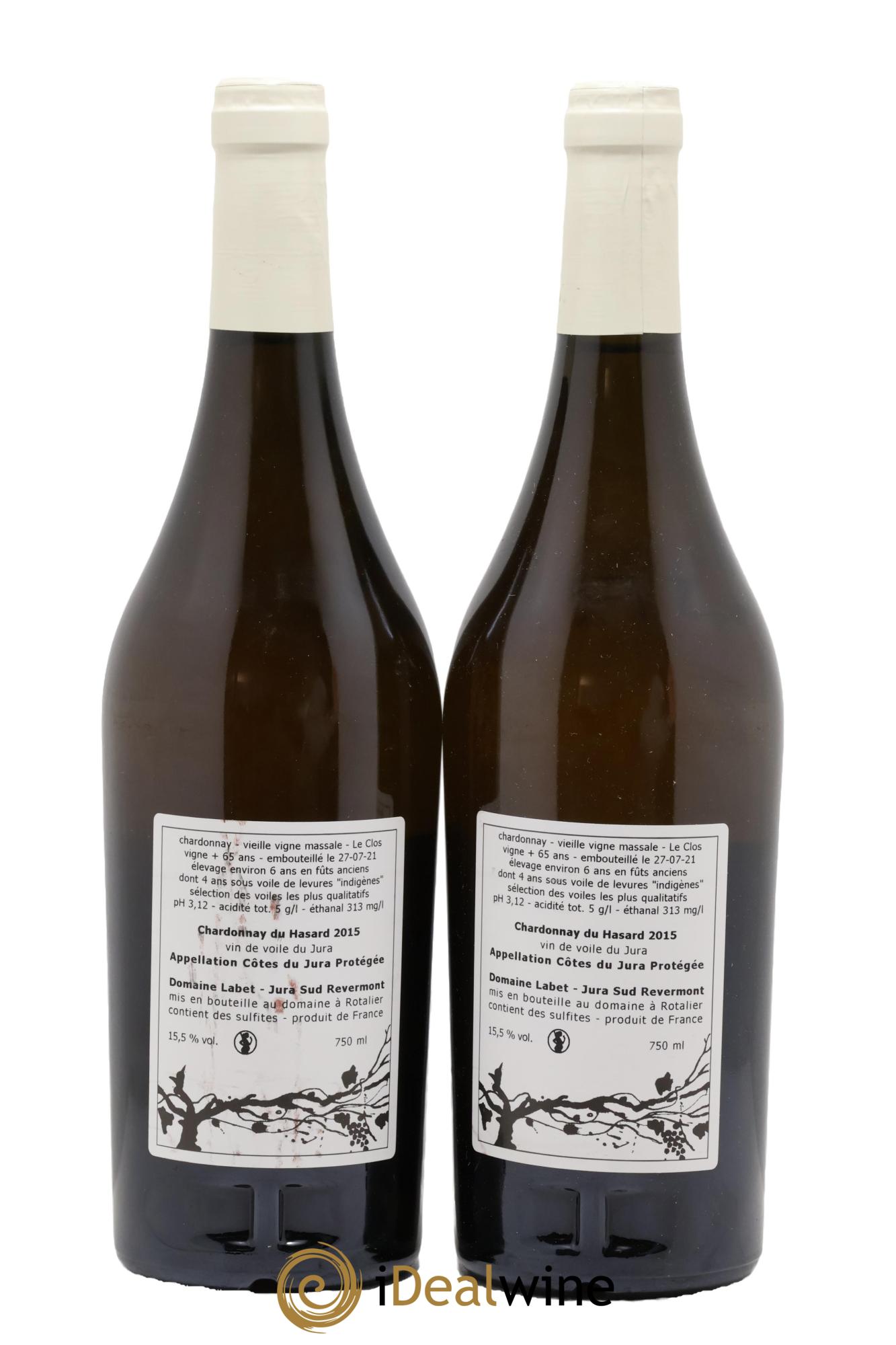 Côtes du Jura Vin de voile Chardonnay du Hasard Romain - Julien  - Charline Labet 2015 - Lot de 2 bouteilles - 1