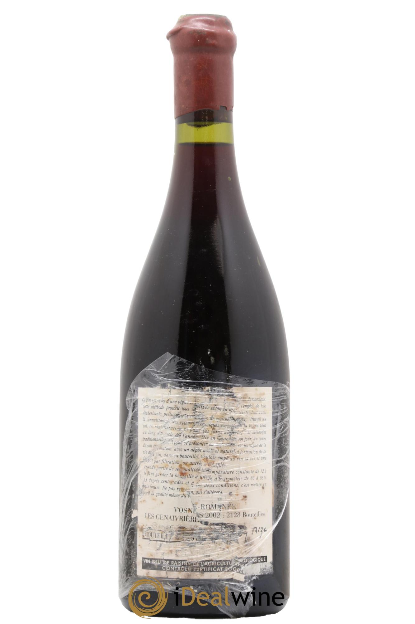 Vosne-Romanée Les Genaivrières Leroy (Domaine) 2002 - Lot de 1 bouteille - 1