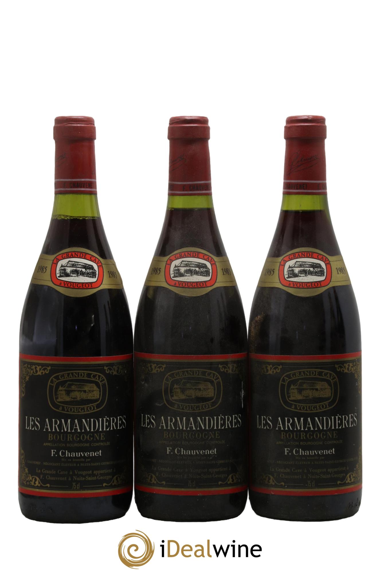 Bourgogne Les Armandieres La Grande Cave À Vougeot F. Chauvenet 1985 - Lotto di 3 bottiglie - 0