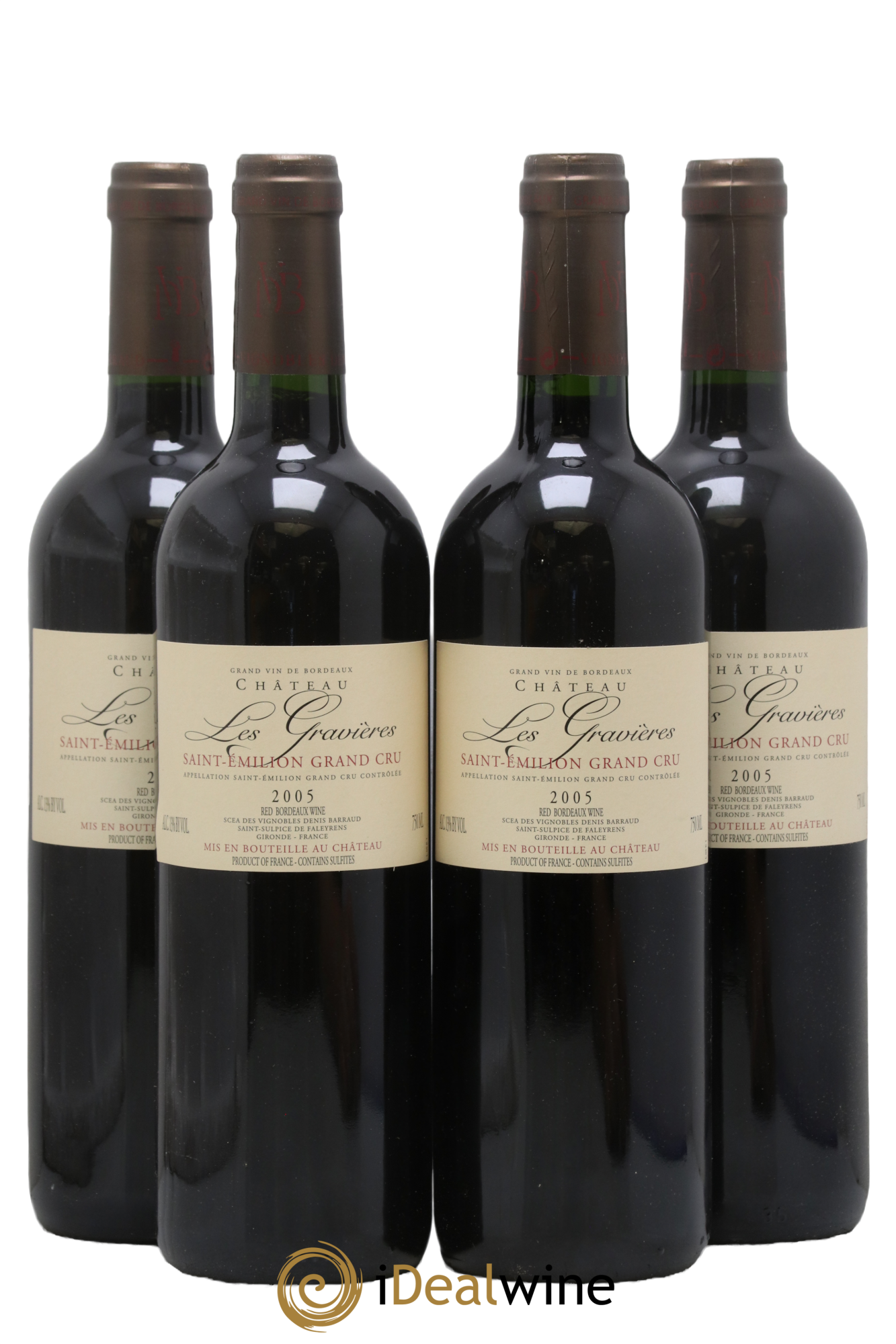 Saint-Émilion Grand Cru Chateau Les Gravieres 2005 - Lot de 4 bouteilles - 0