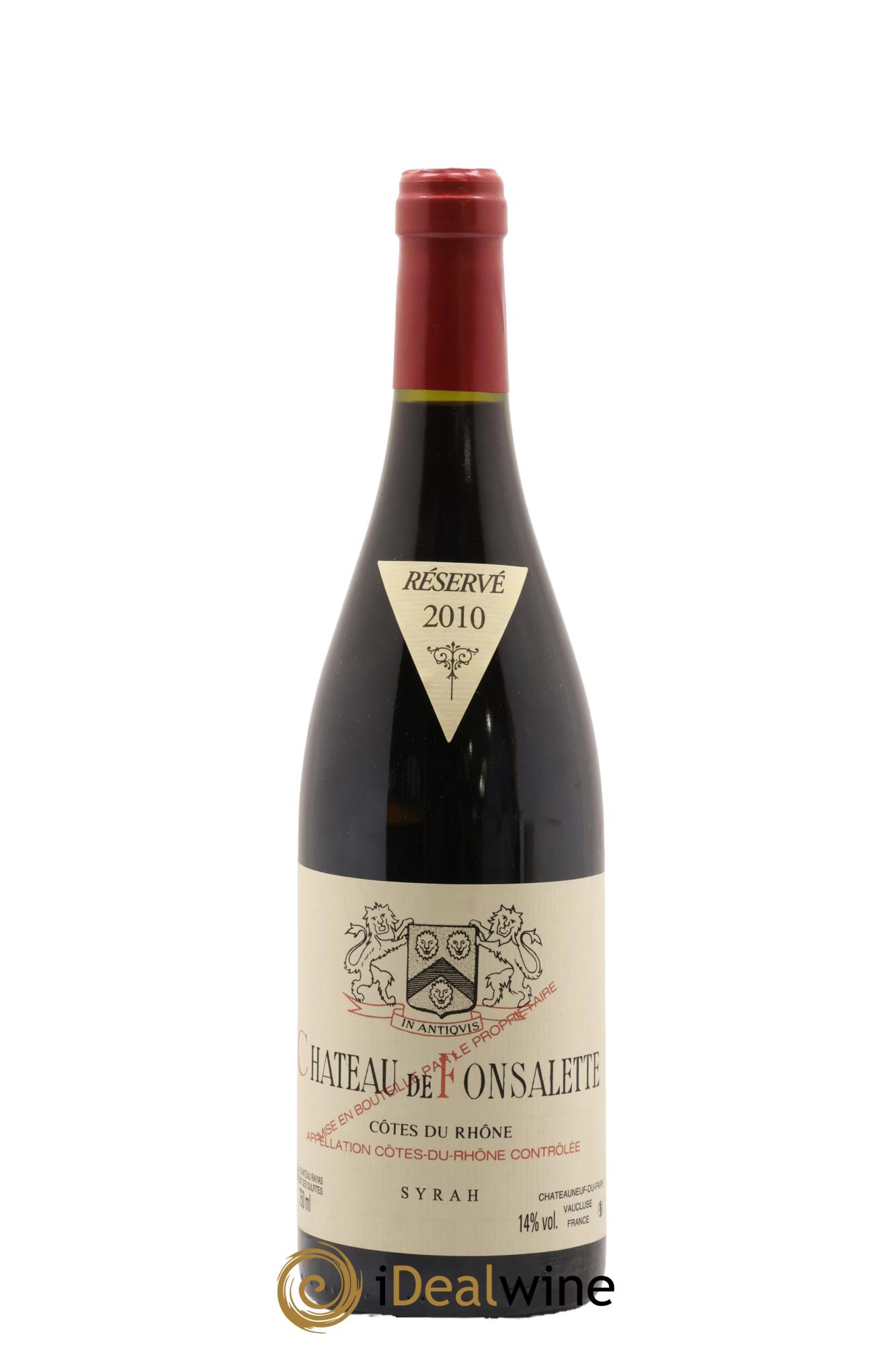Côtes-du-Rhône Cuvée Syrah Château de Fonsalette 2010 - Lot de 1 bouteille - 0