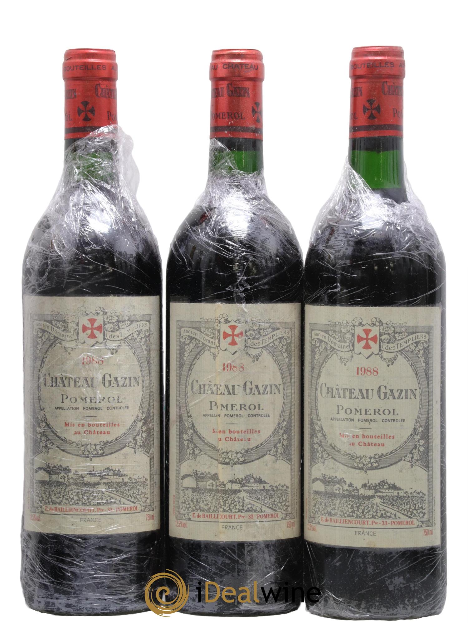 Château Gazin 1988 - Lotto di 3 bottiglie - 0