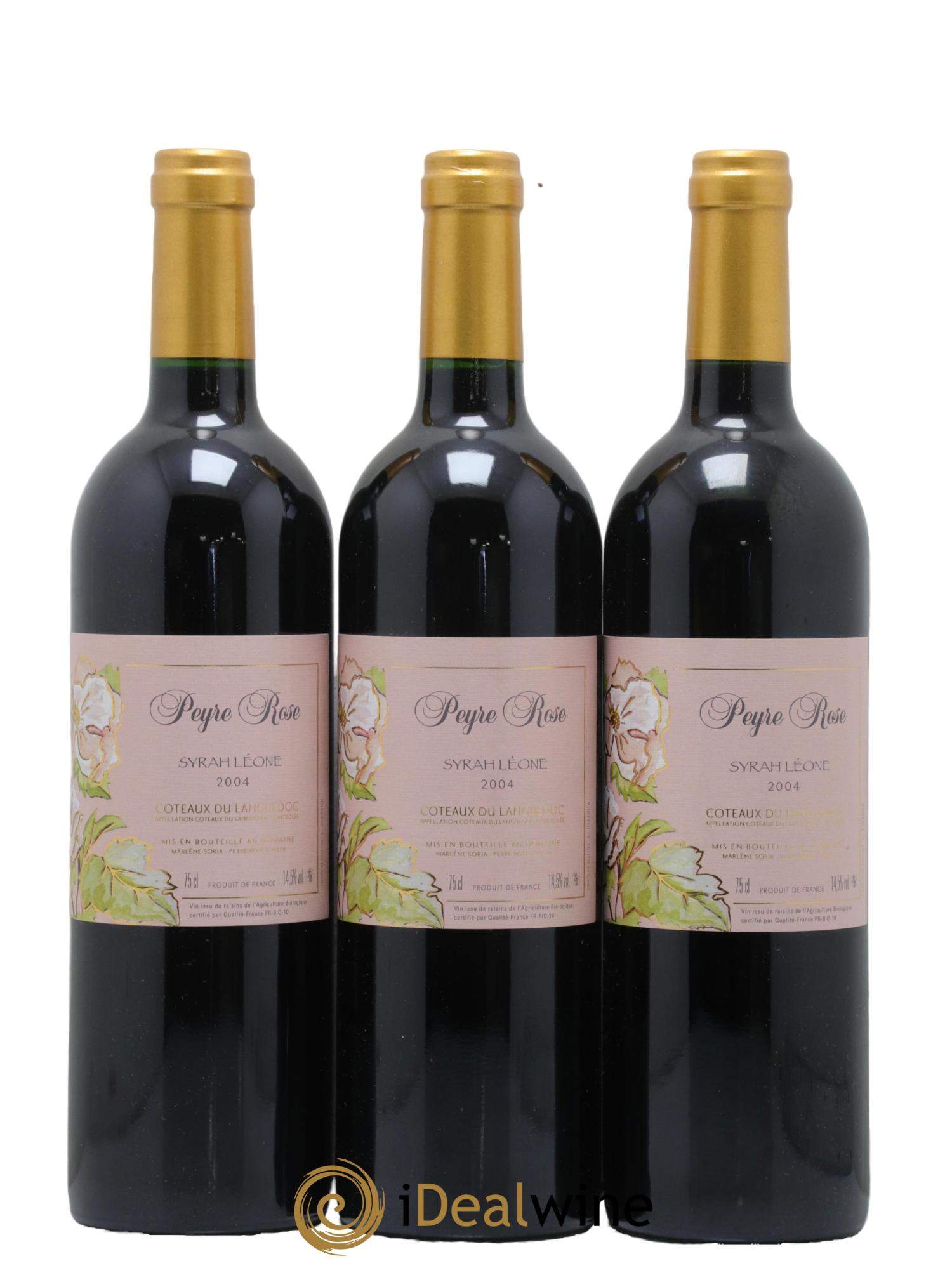 Coteaux du Languedoc Domaine Peyre Rose Belle Léone (anciennement Syrah Léone) Marlène Soria 2004 - Lot de 3 bouteilles - 0
