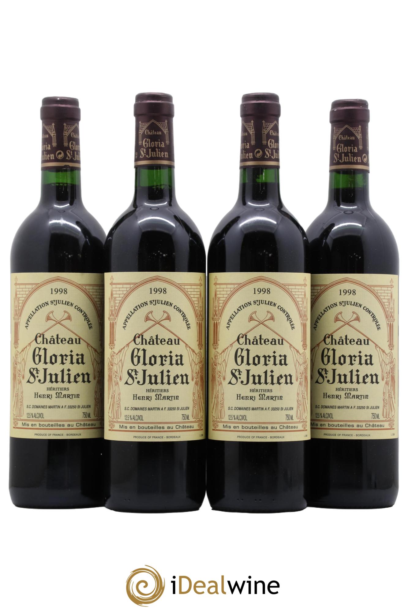 Château Gloria 1998 - Lot de 4 bouteilles - 0