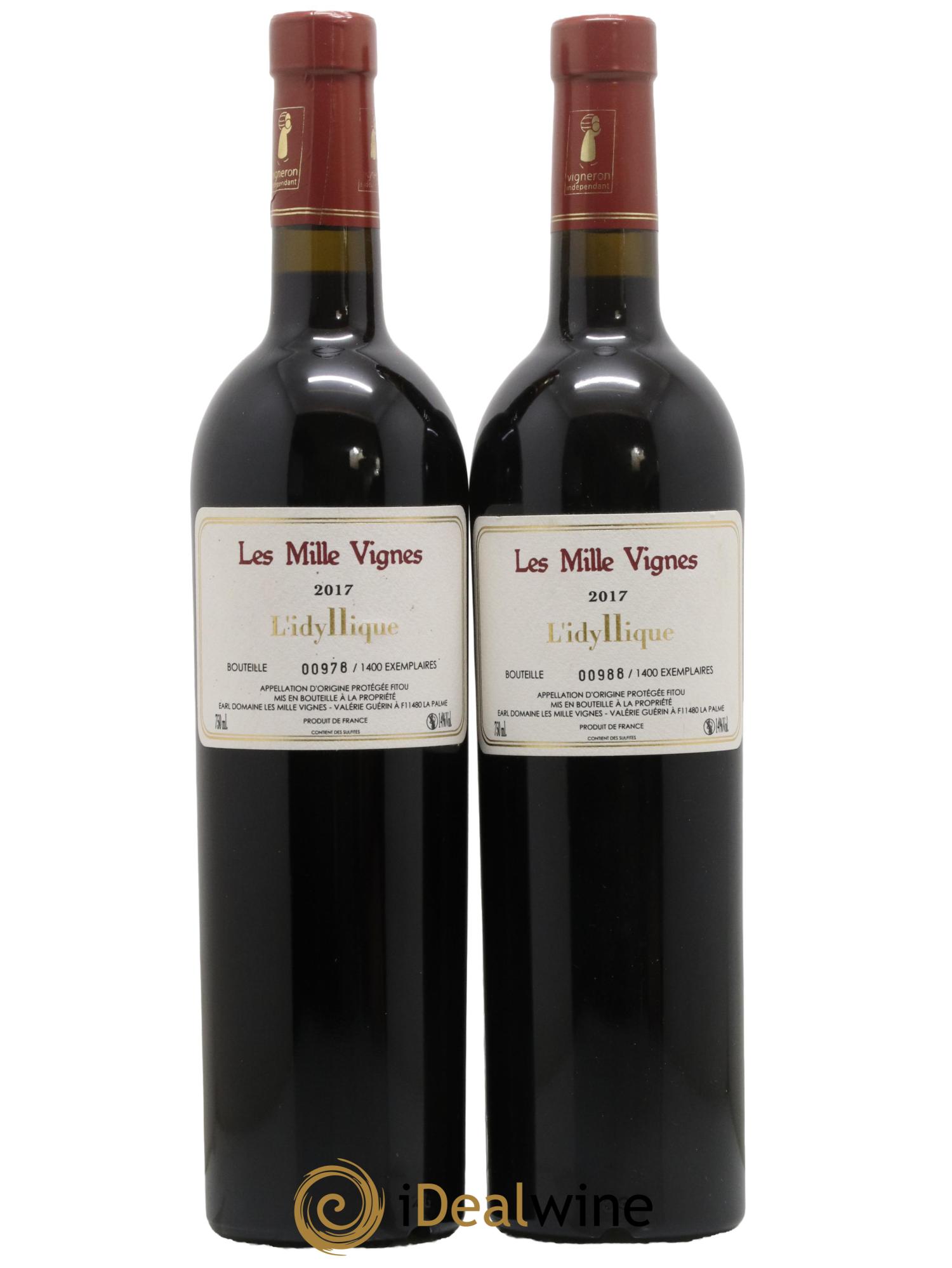 Fitou L'Idyllique Domaine Les Mille Vignes 2017 - Lot de 2 bouteilles - 0